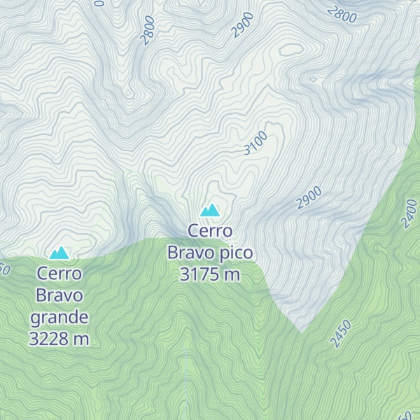 Map of Cerro Bravo pico