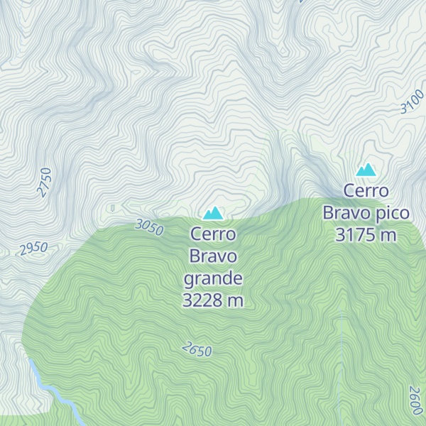 Map of Cerro Bravo grande