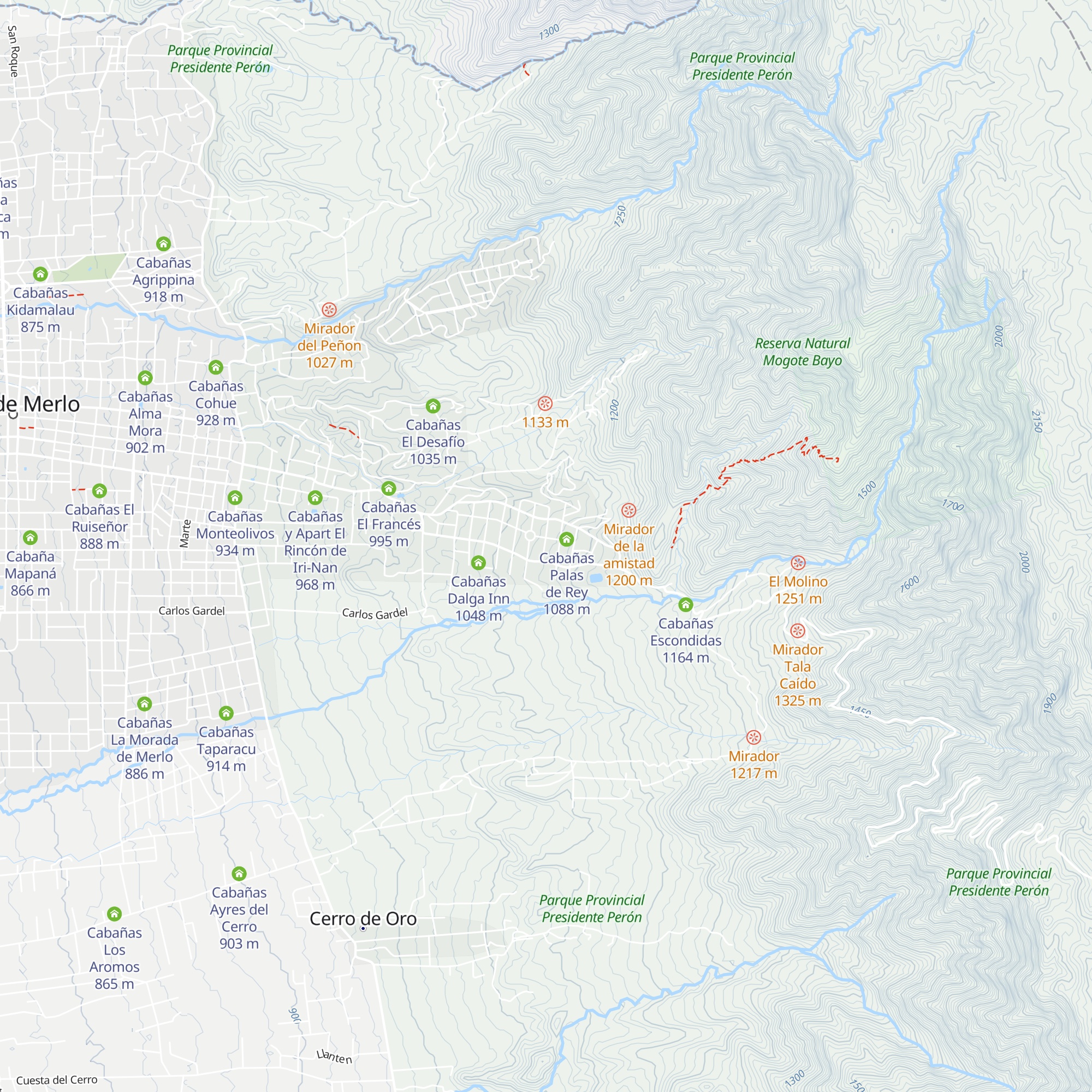 Cabañas Pehuén map