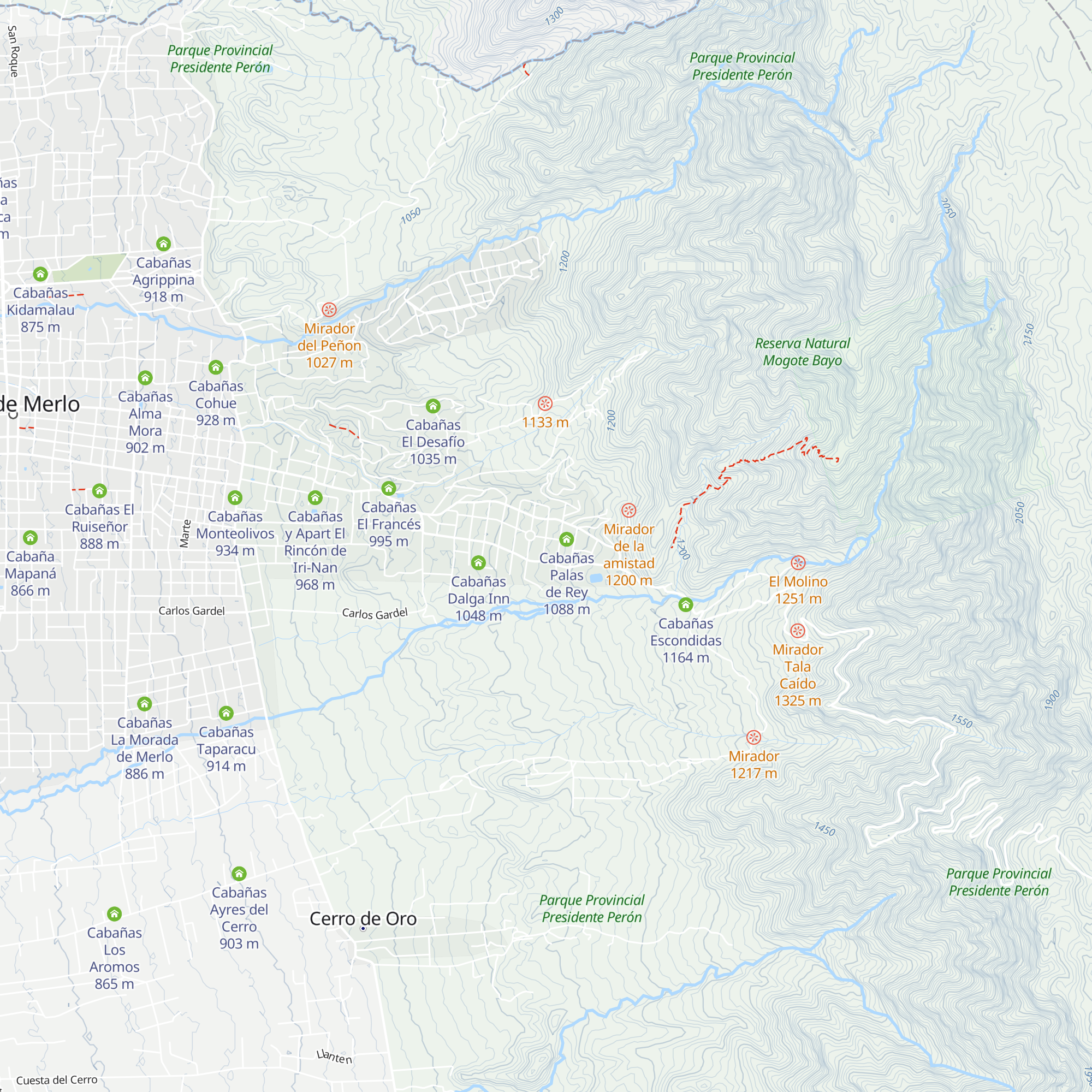 Cabañas Pehuén map