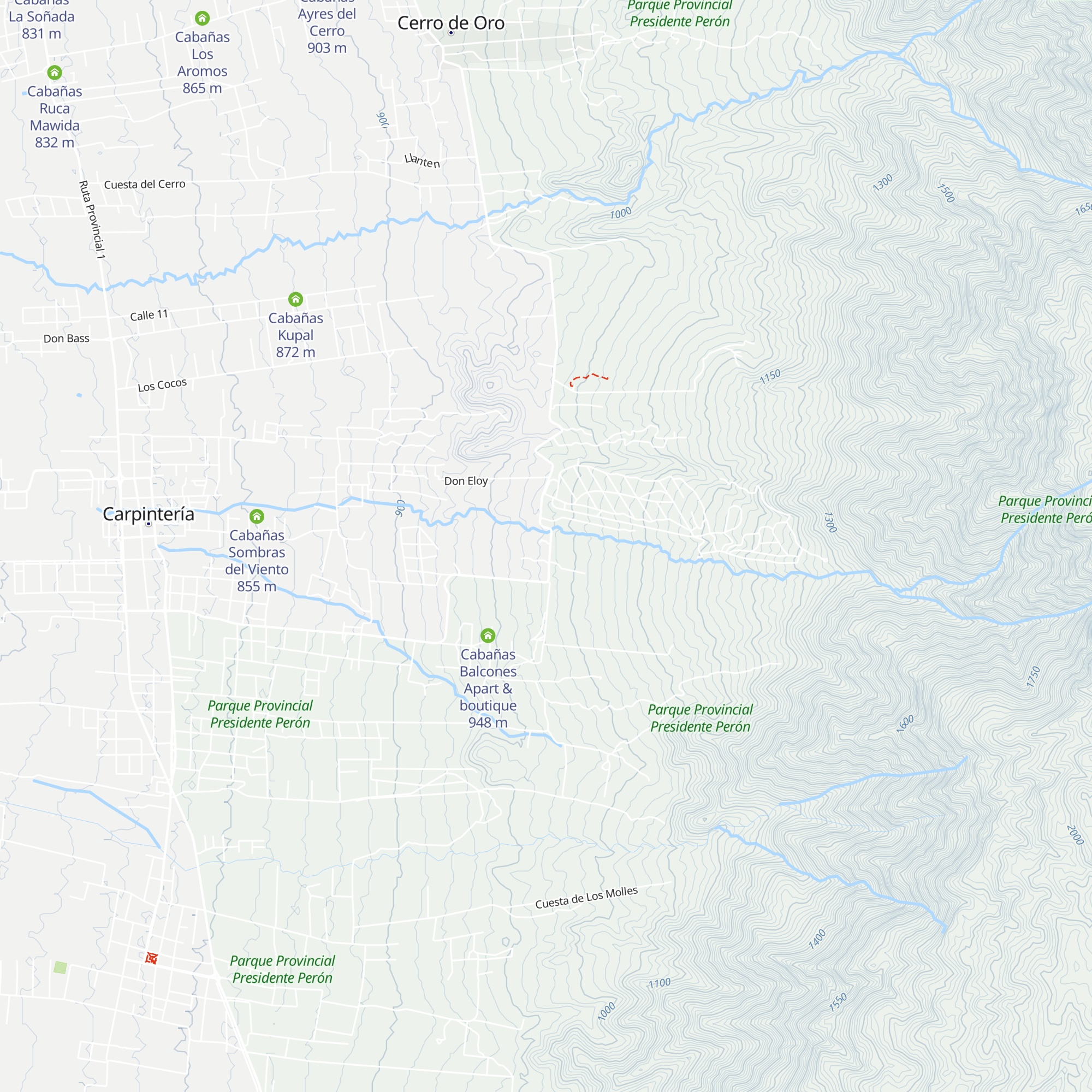 Cabañas Quechalen map