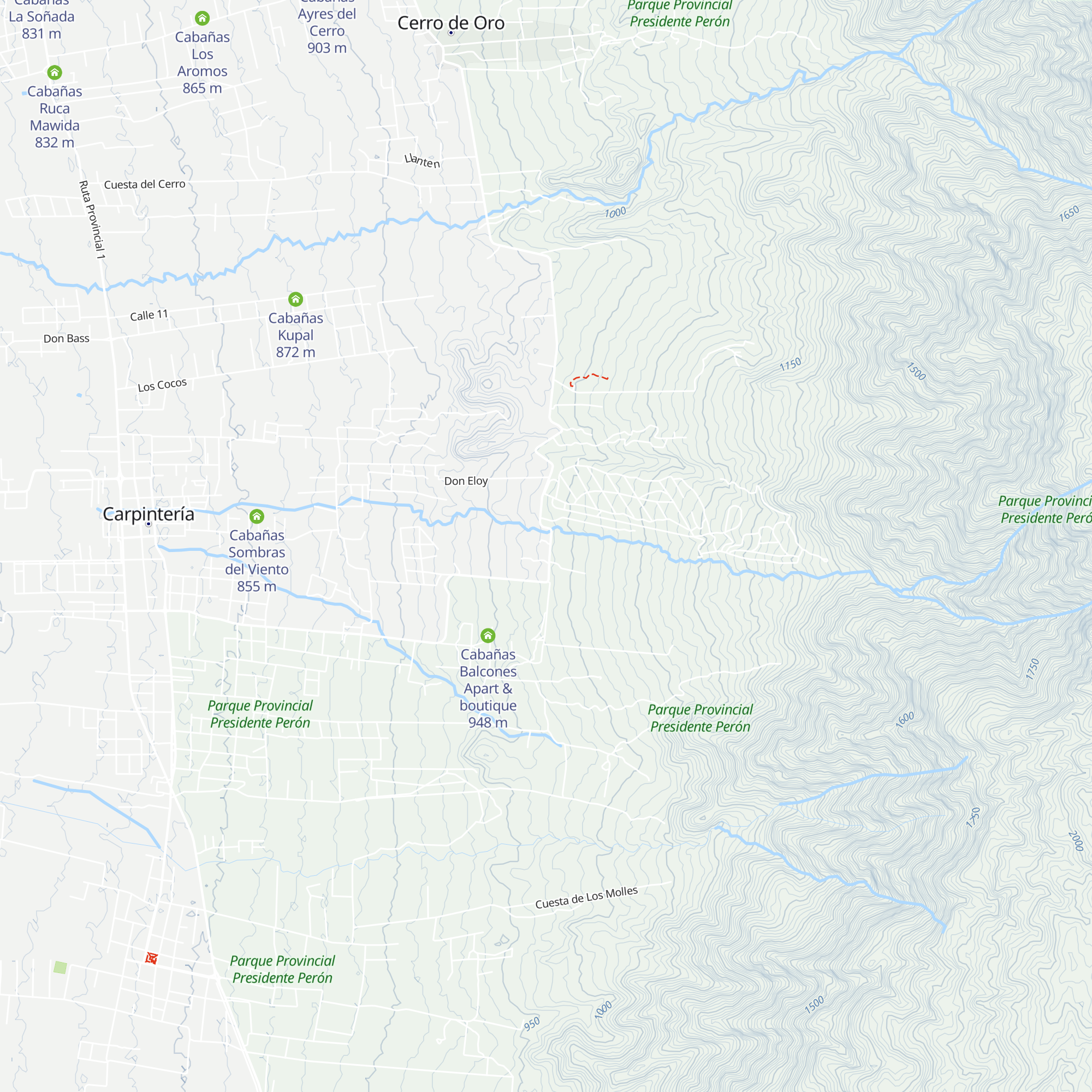 Cabañas Quechalen map