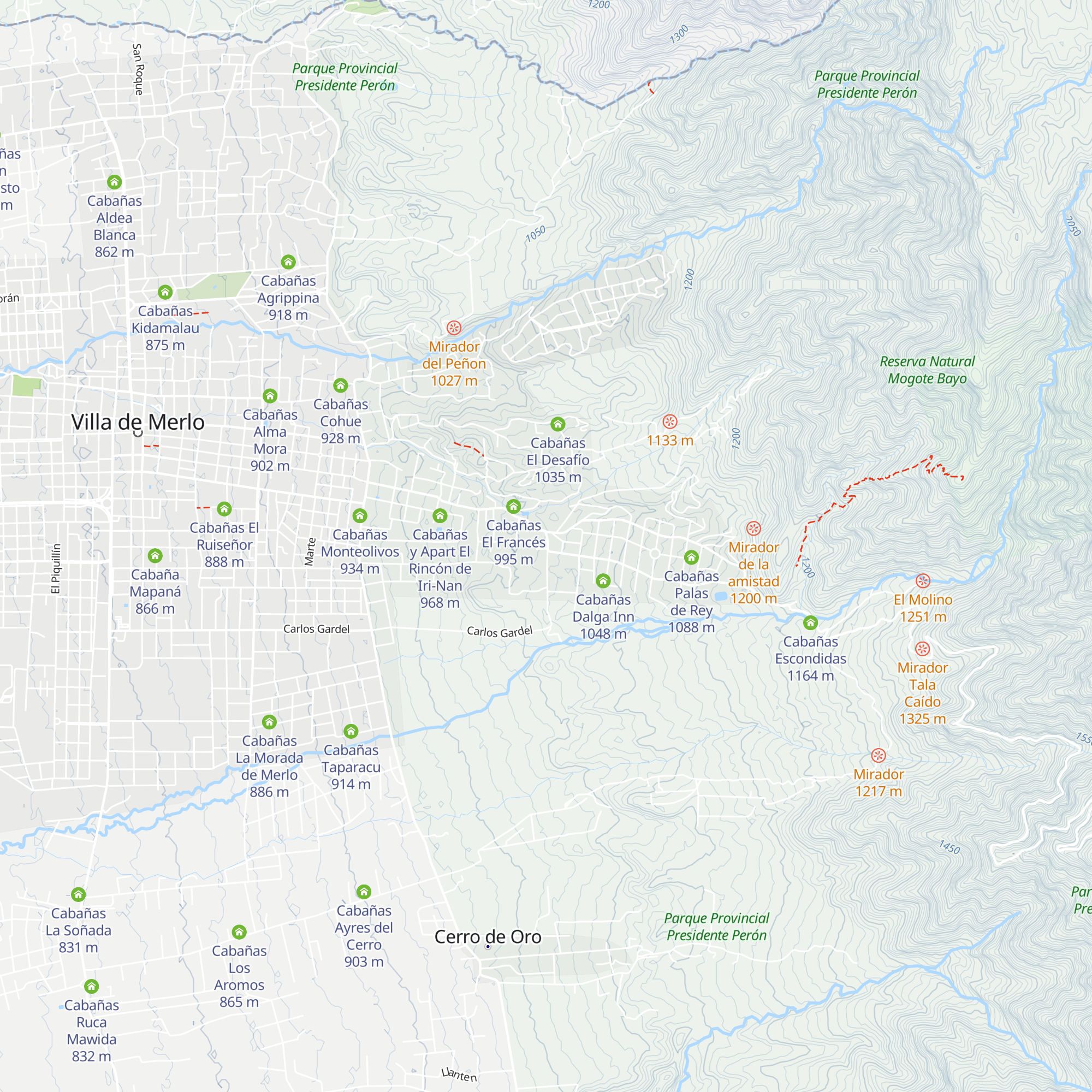 Cabañas Sierras Doradas map