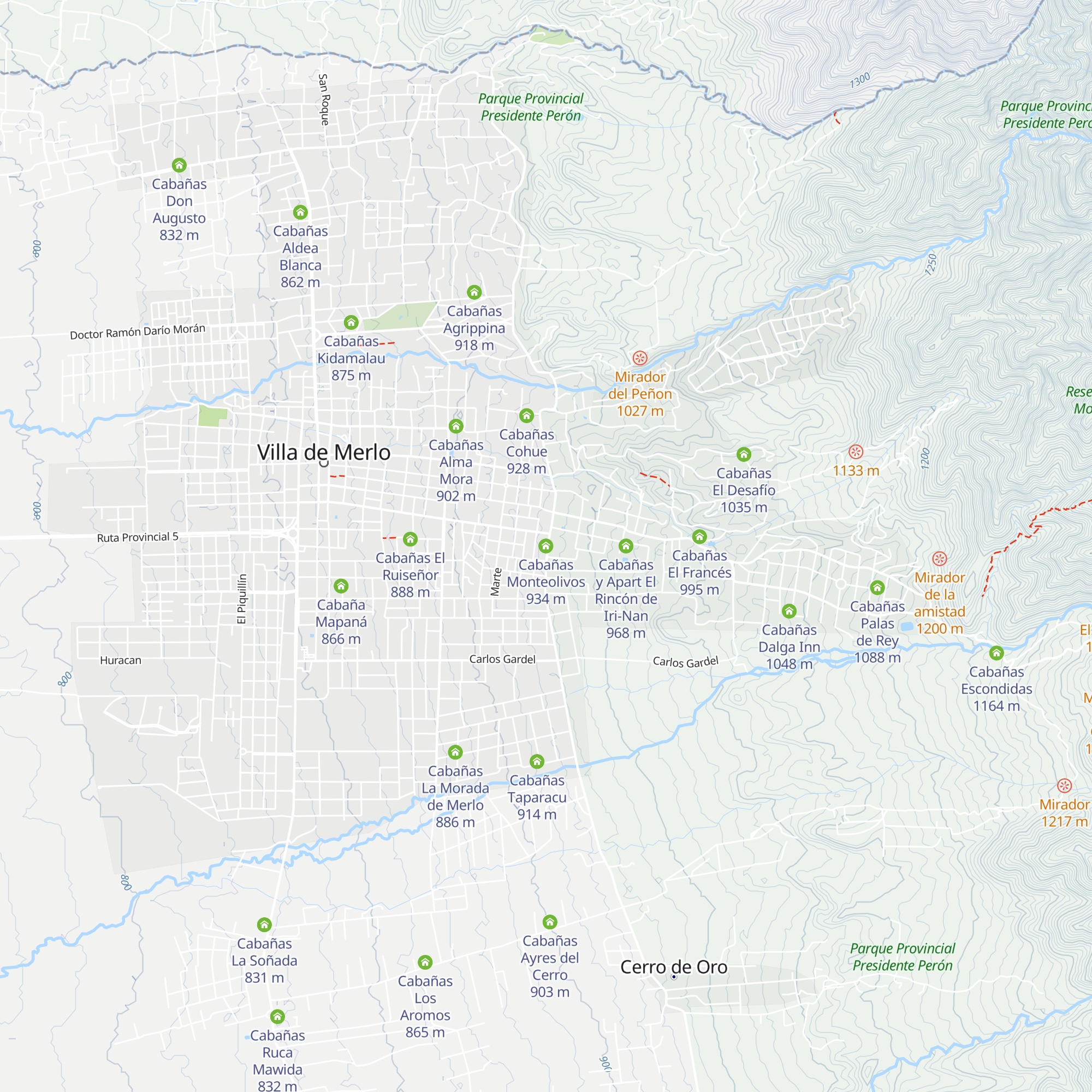 Cabañas Monteolivos map