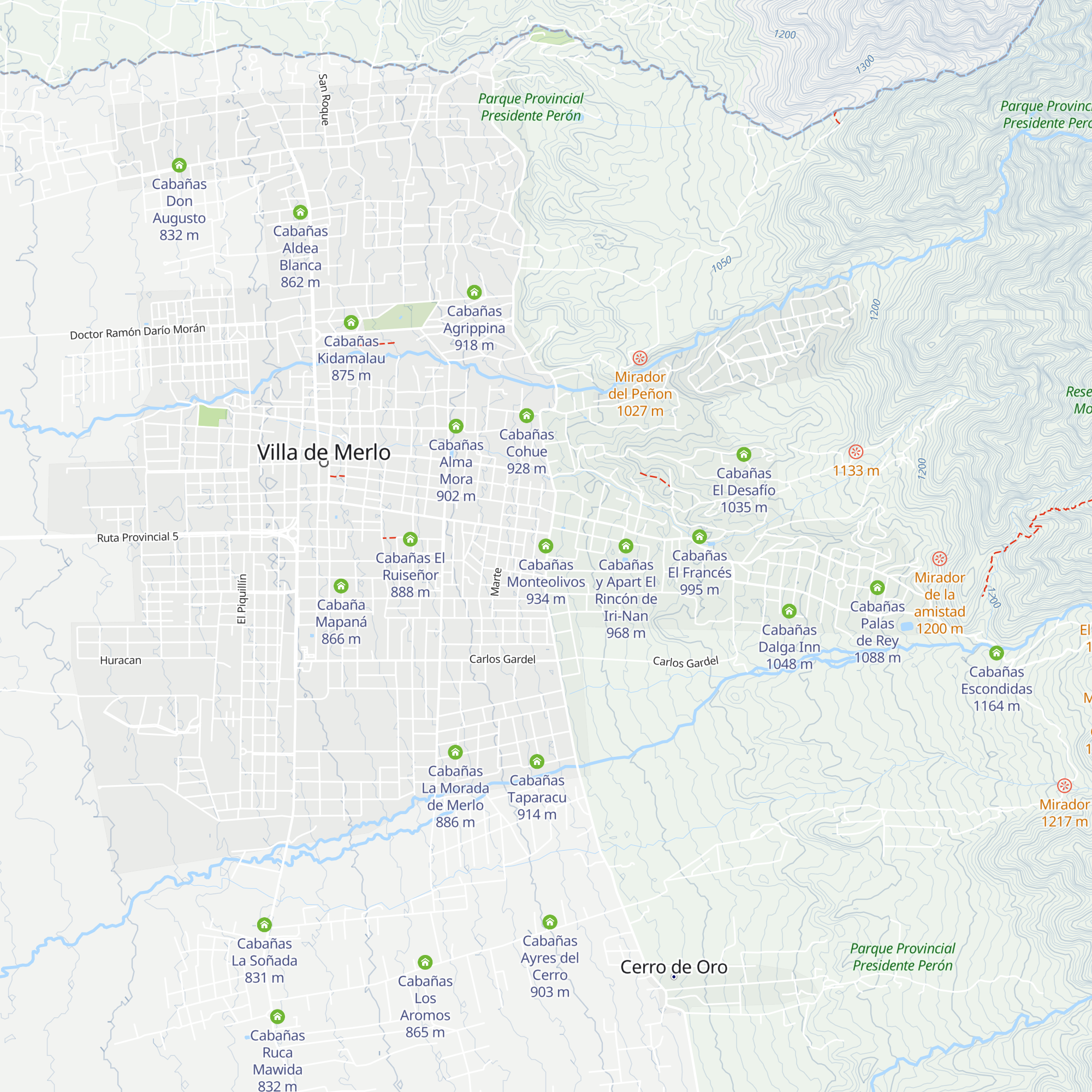 Cabañas Monteolivos map