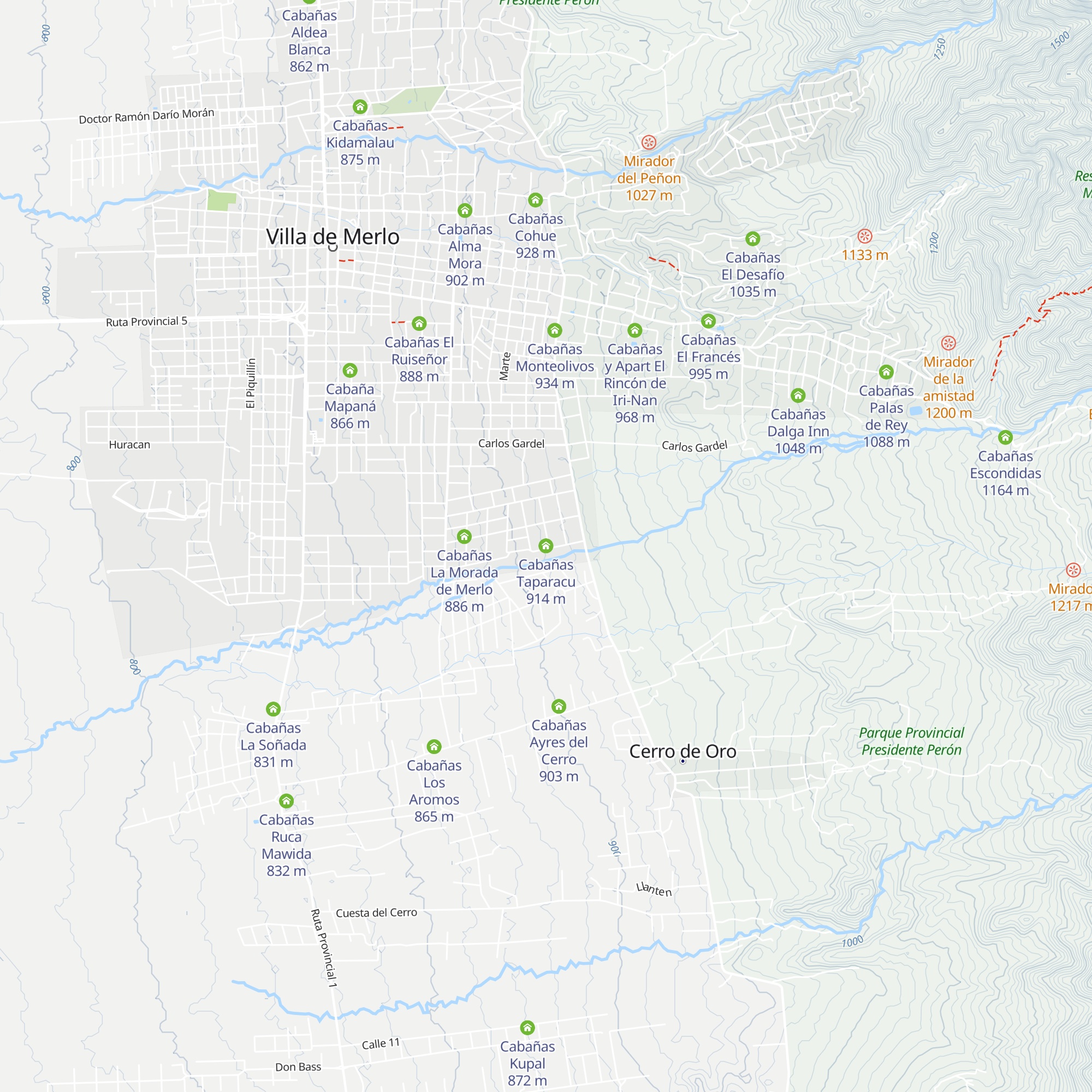Cabañas Taparacu map