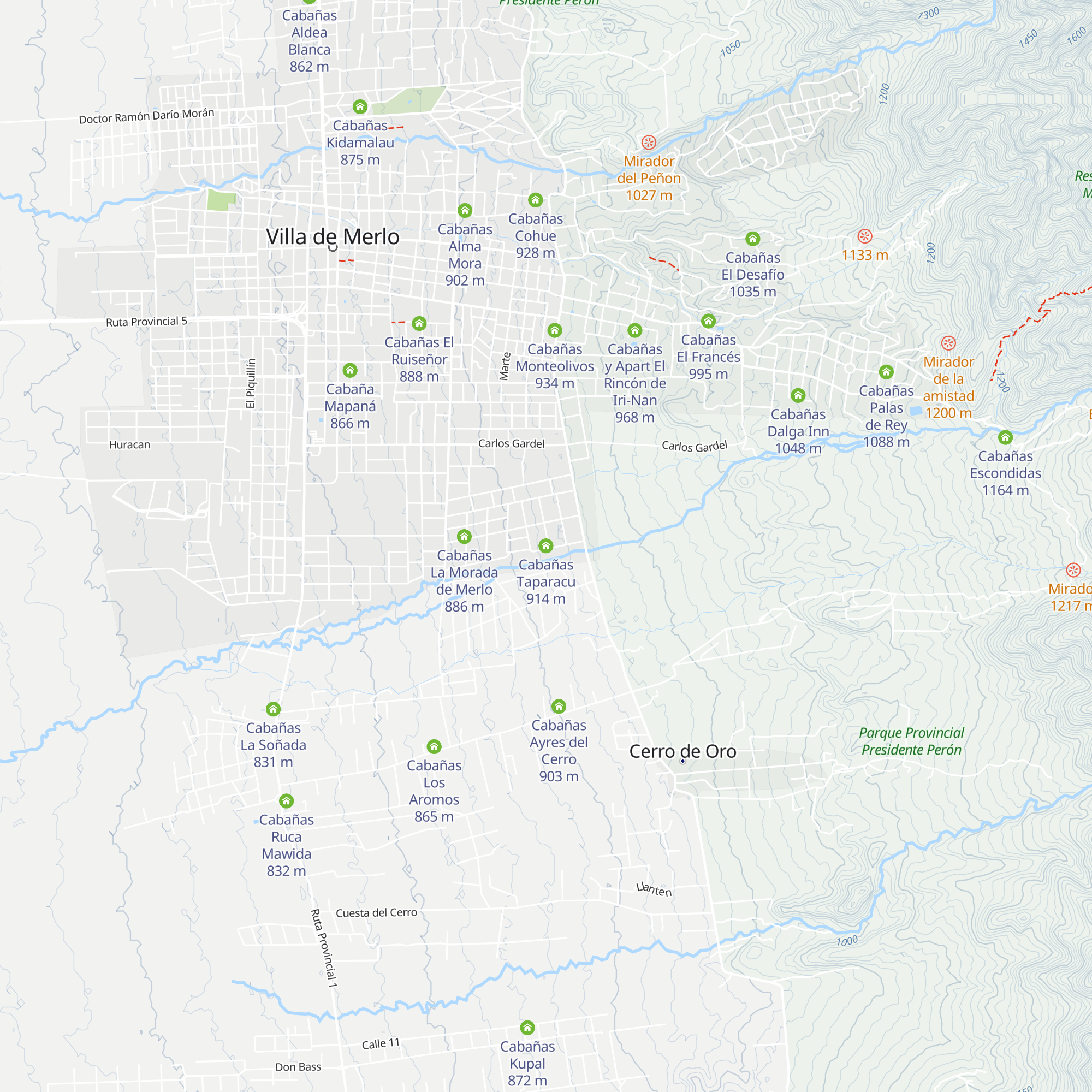 Cabañas Taparacu map