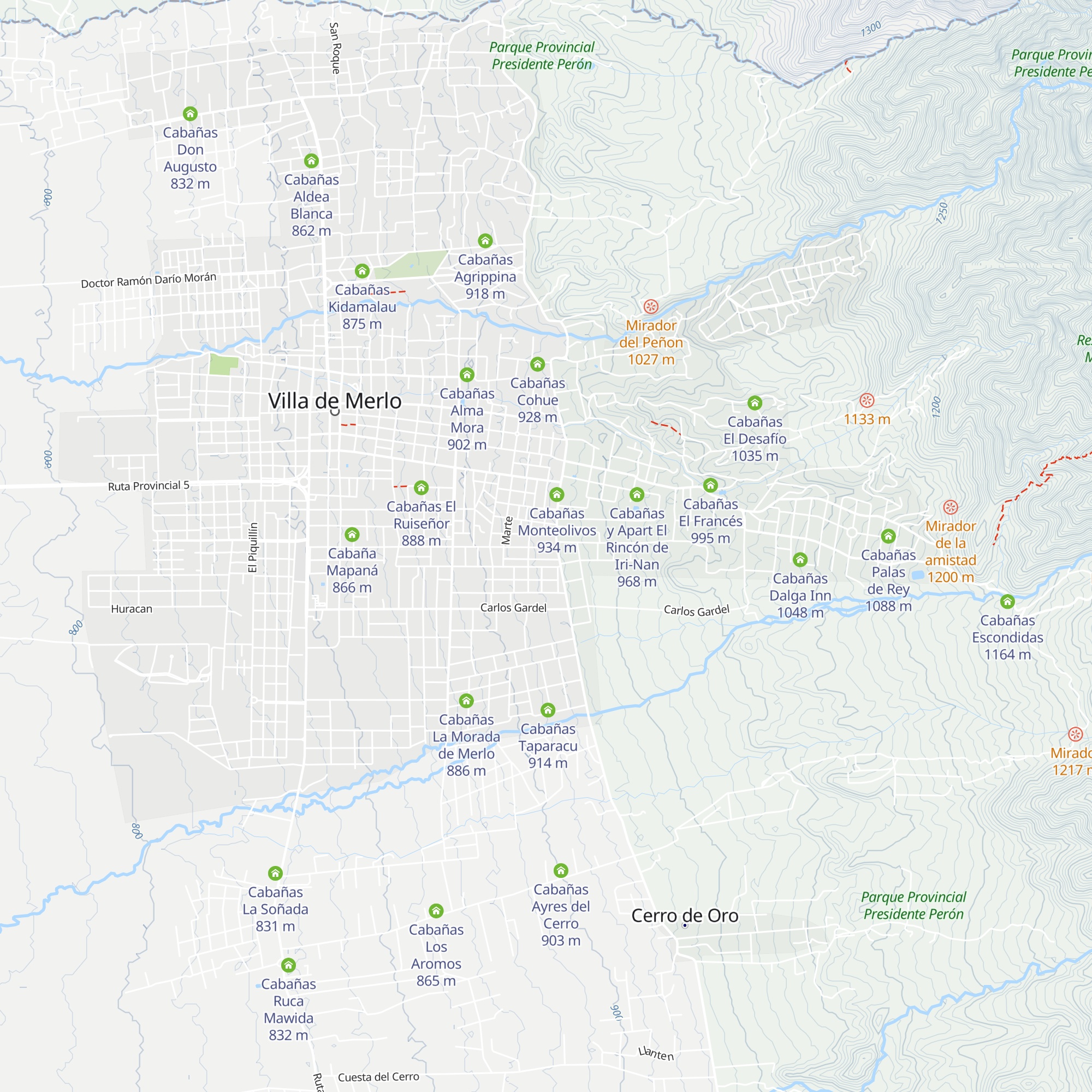 Cabañas Las Lajas map