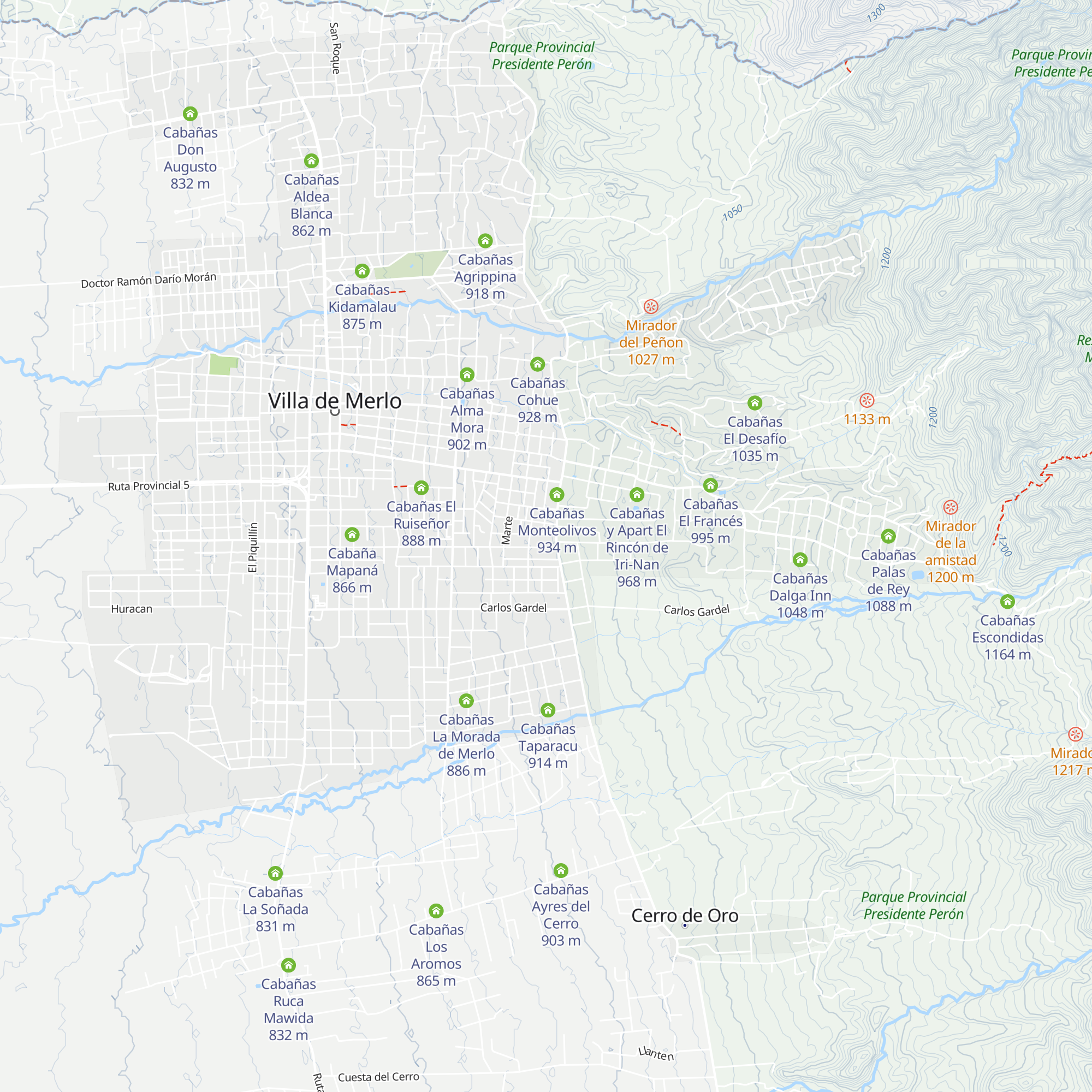 Cabañas Las Lajas map