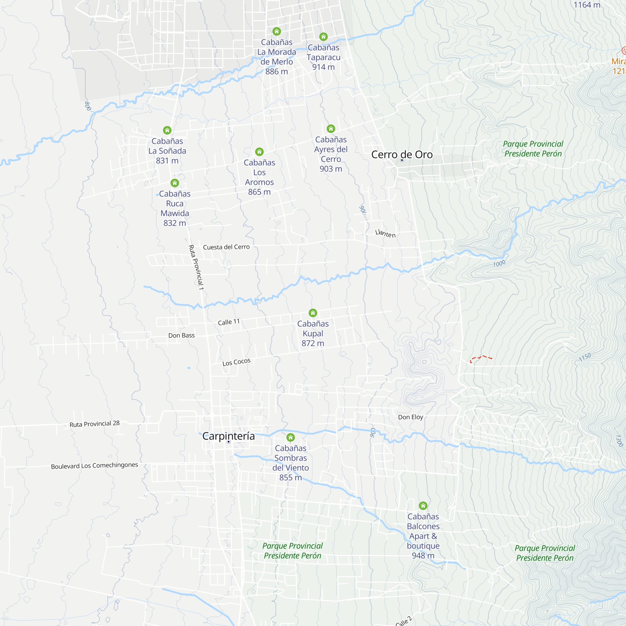 Cabañas Kupal map