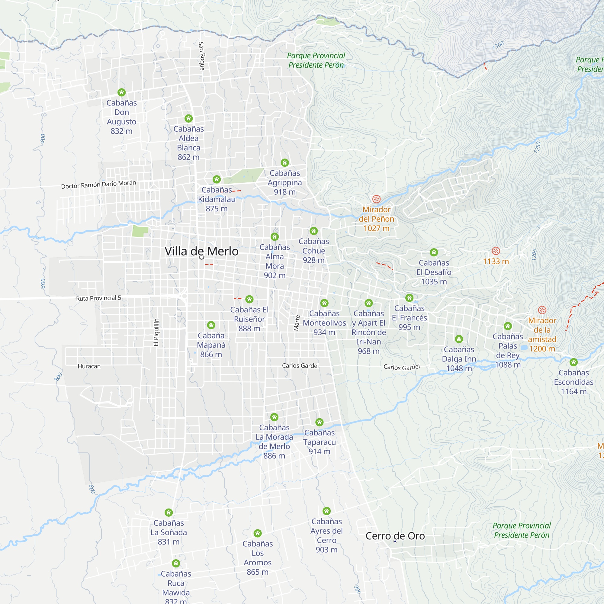 Cabañas Cinco Soles map