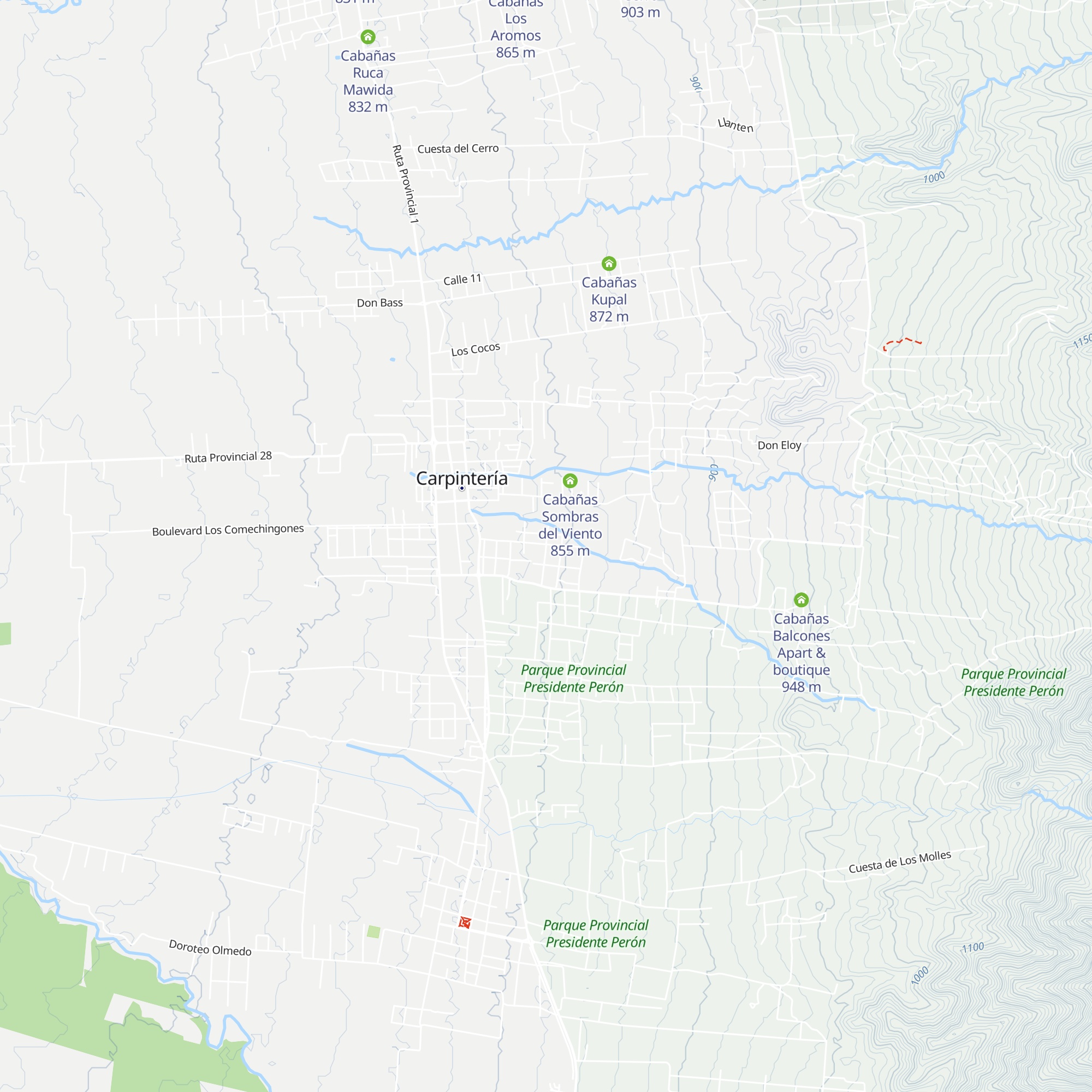 Cabañas Unquen map