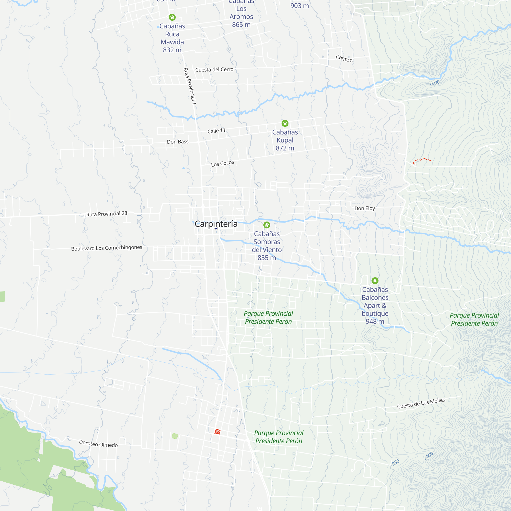 Cabañas Unquen map