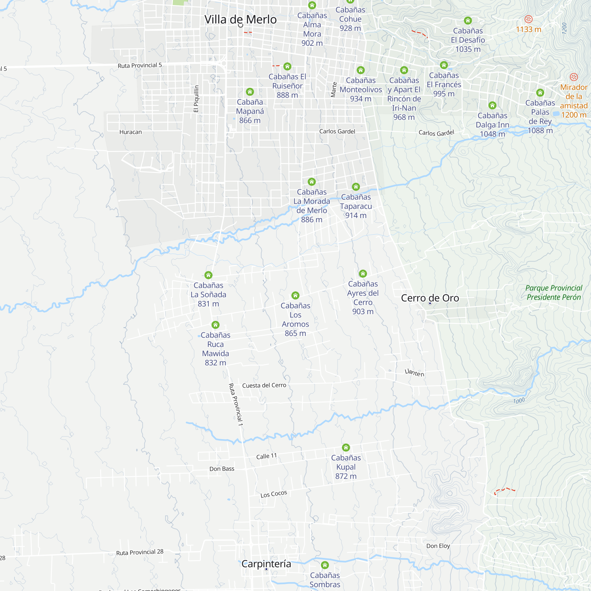 Cabañas Los Aromos map