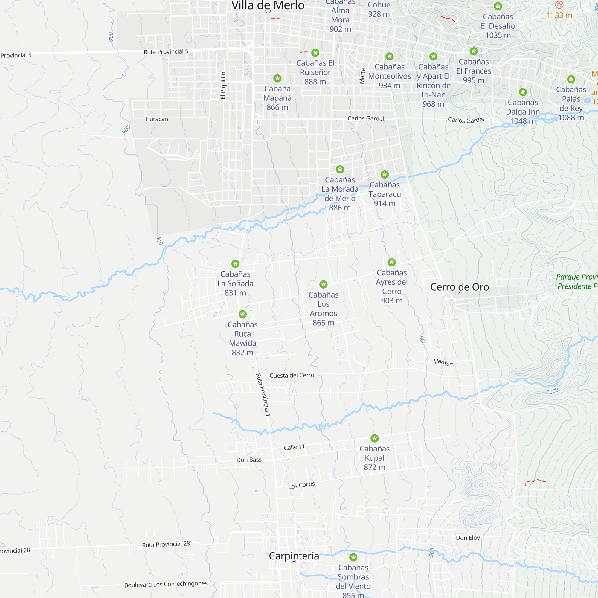 Cabañas Cuyà map