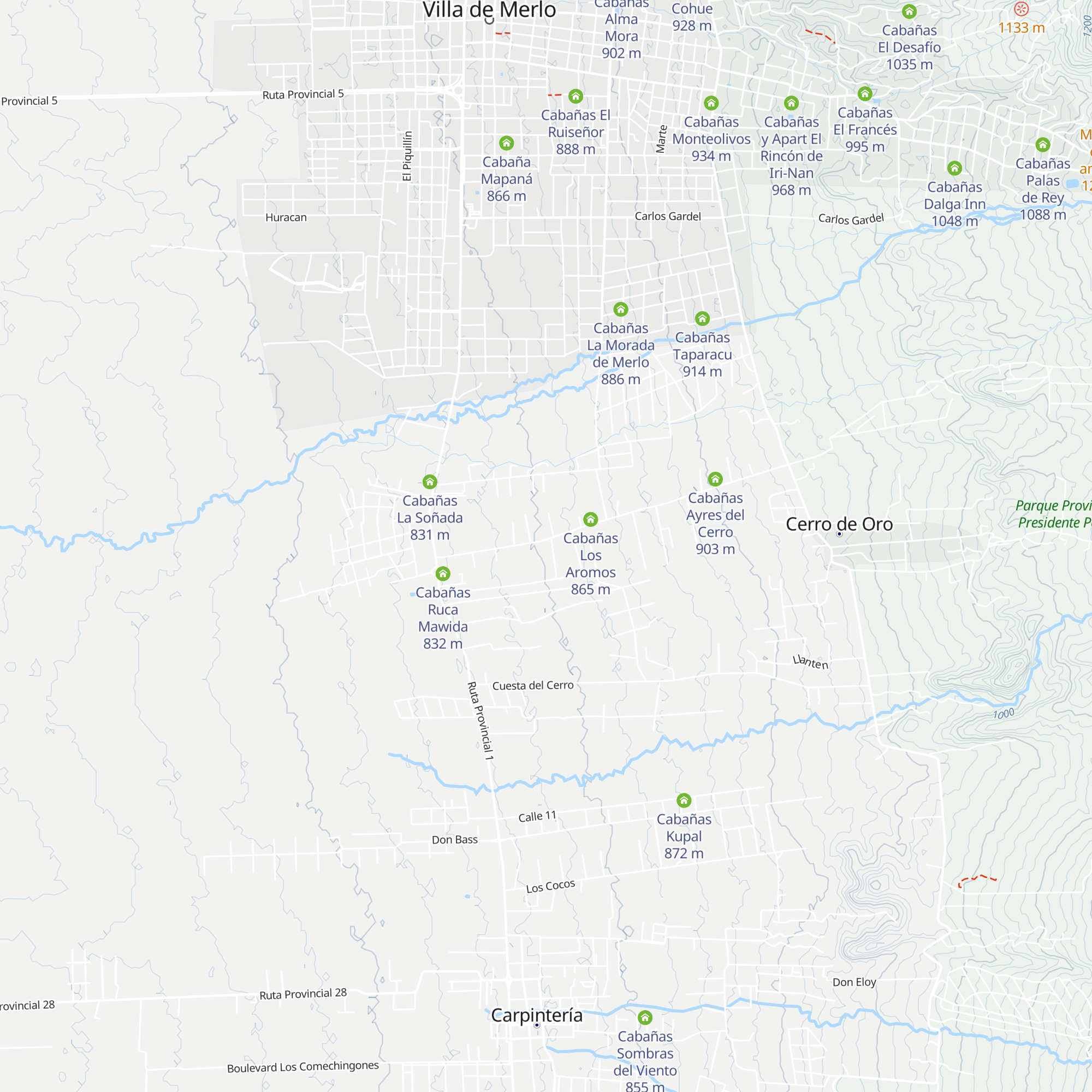 Cabañas Cuyà map