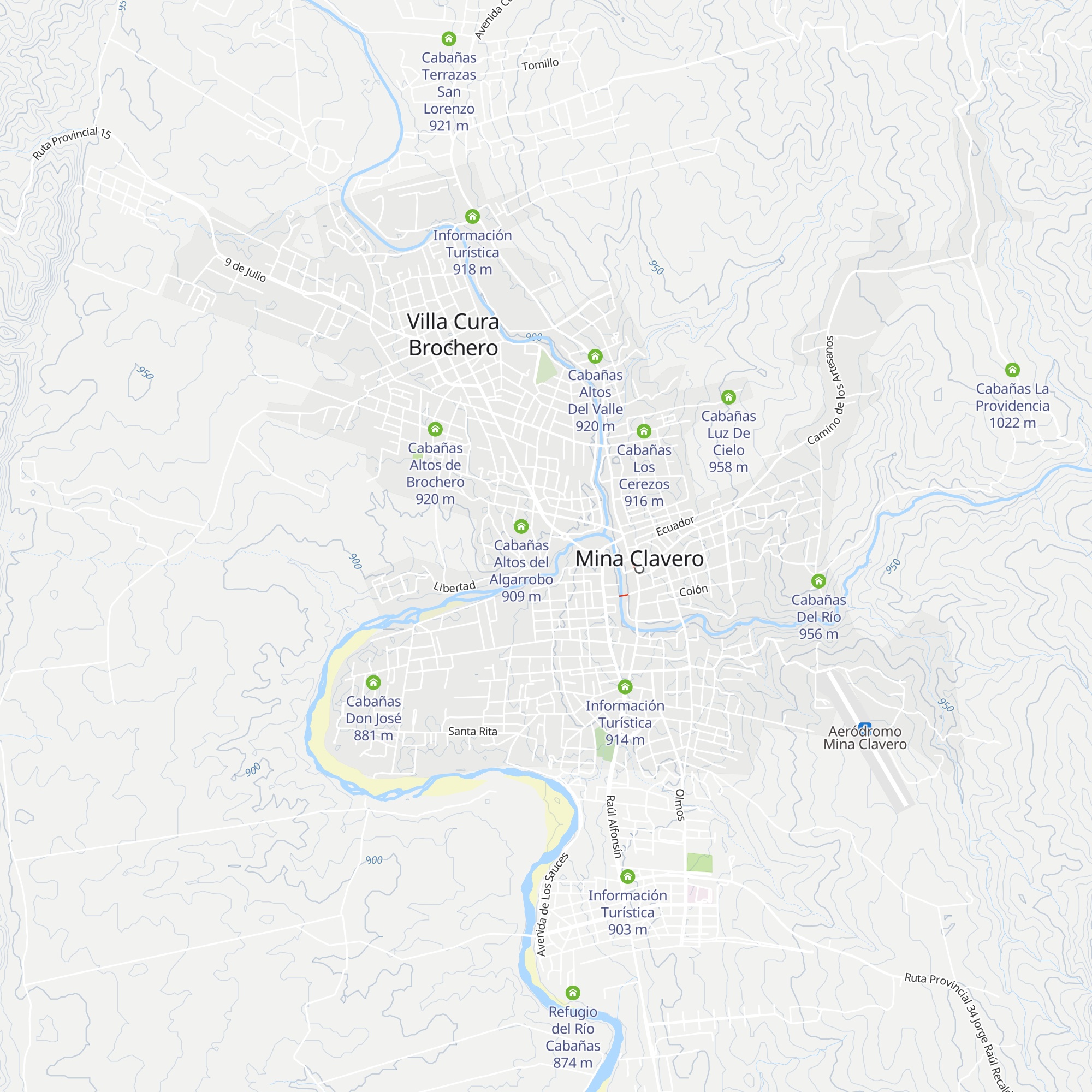 Cabañas Hojas de Campo map