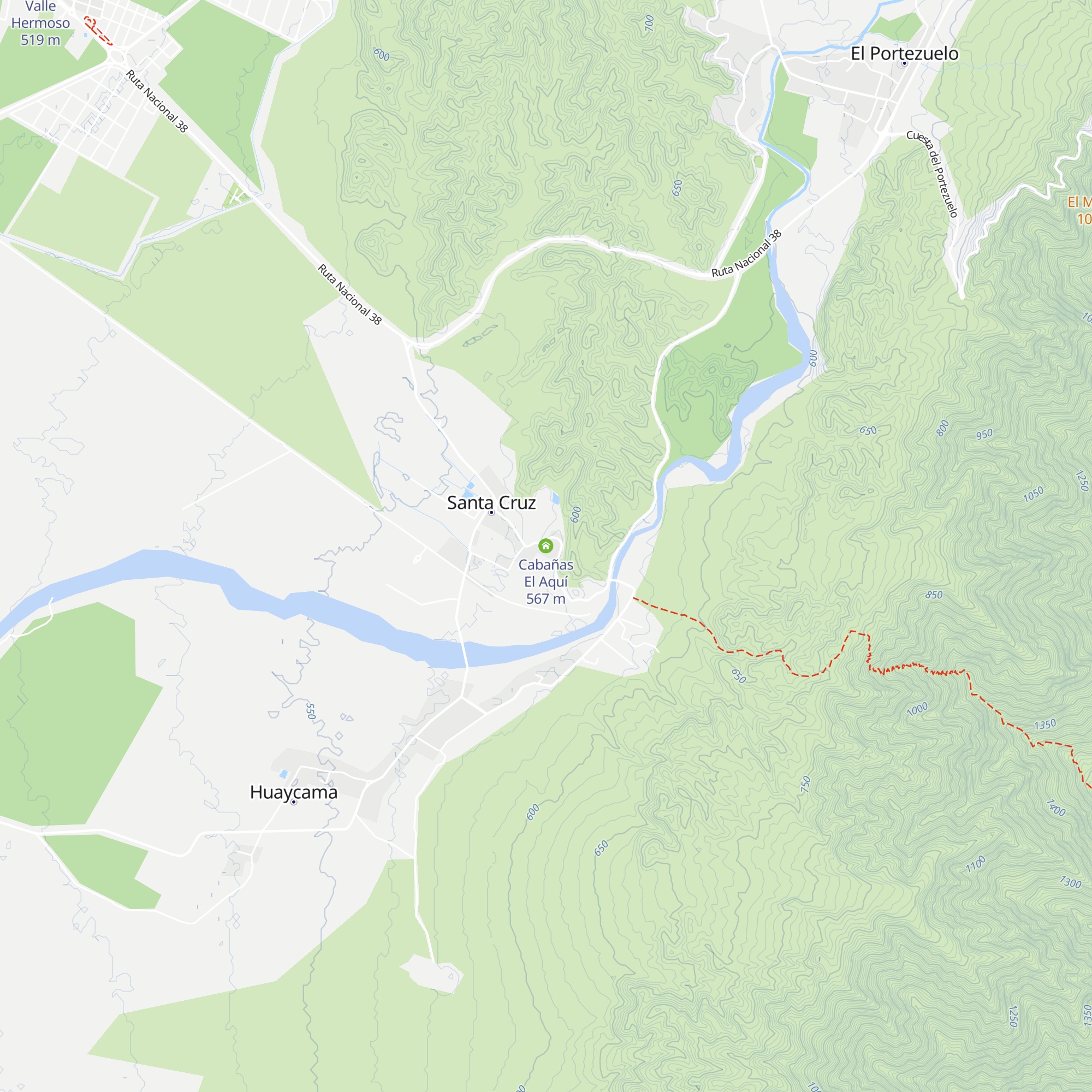 Cabañas El Aquí map