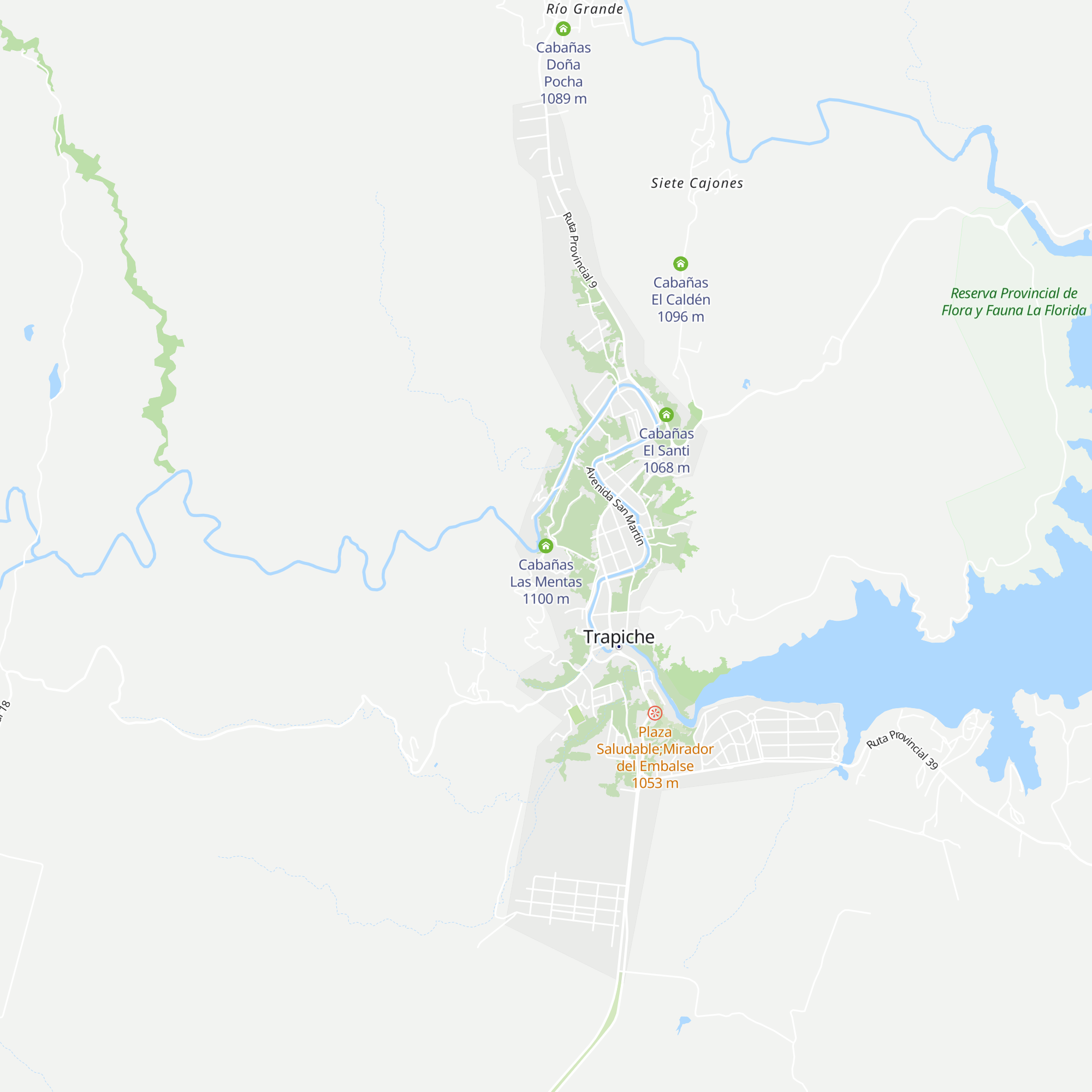 Cabañas Las Mentas map