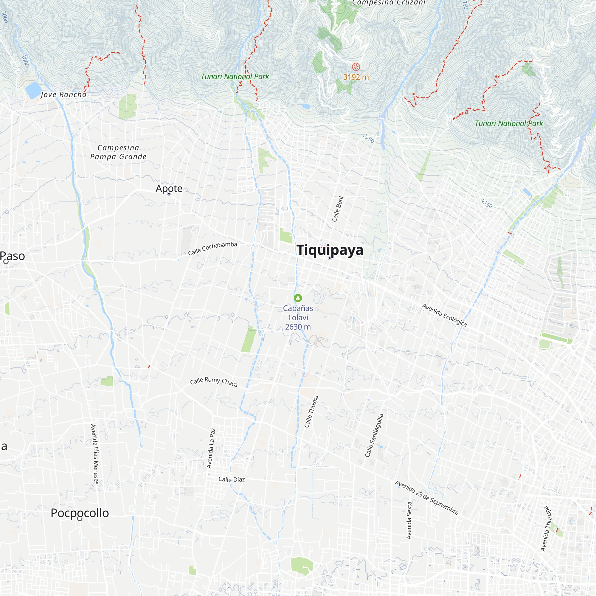 Cabañas Tolavi map