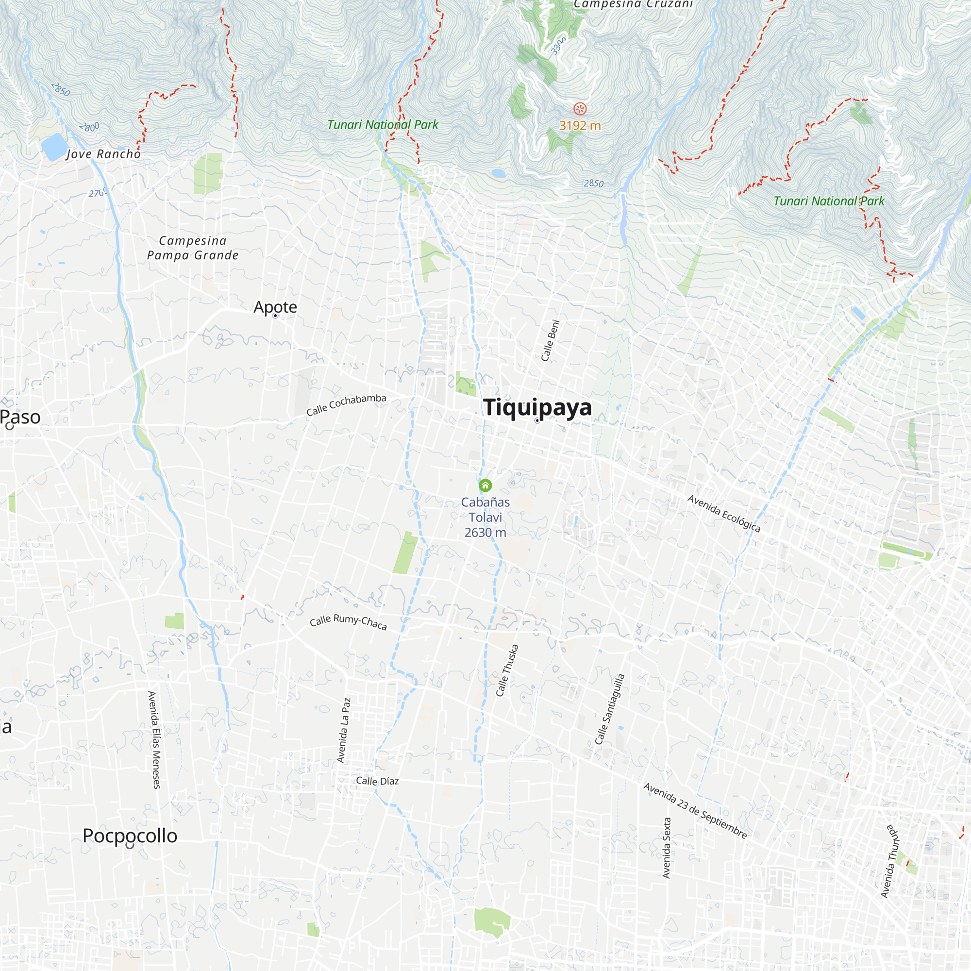 Cabañas Tolavi map