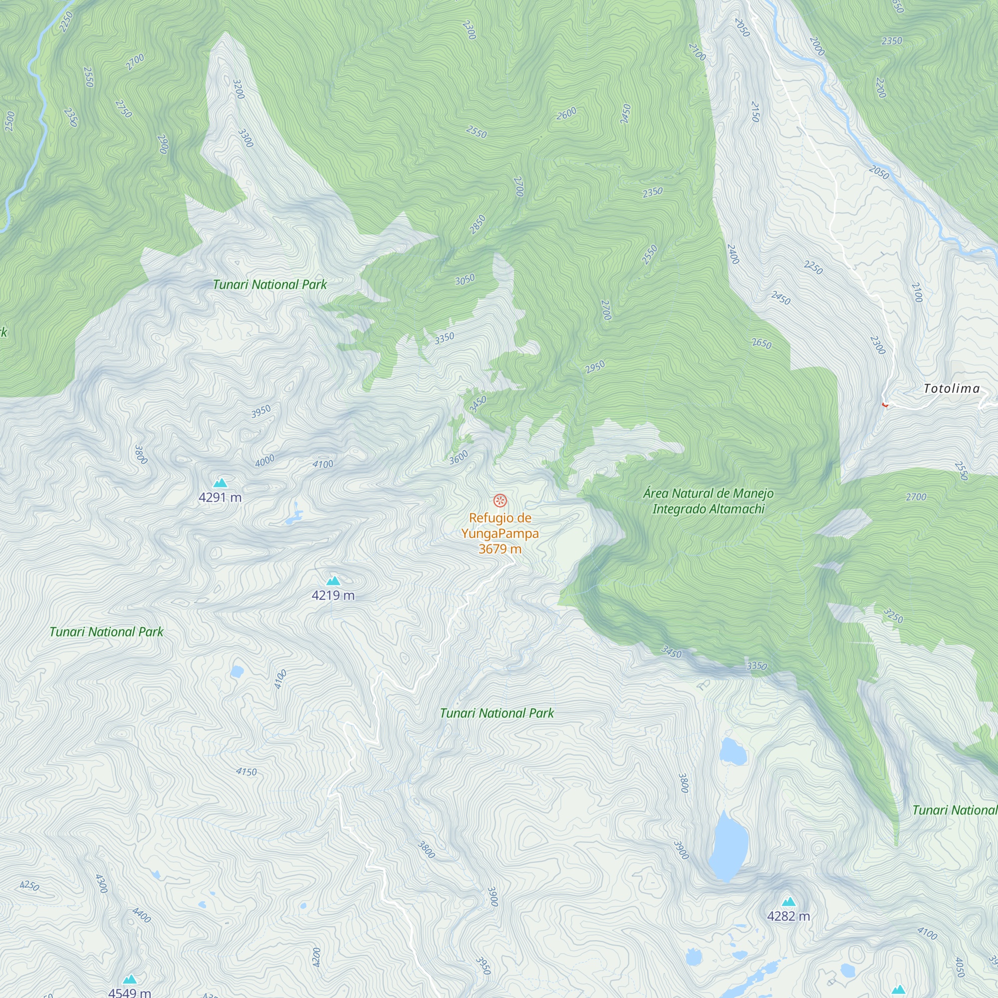 Refugio de Yunga Pampa map