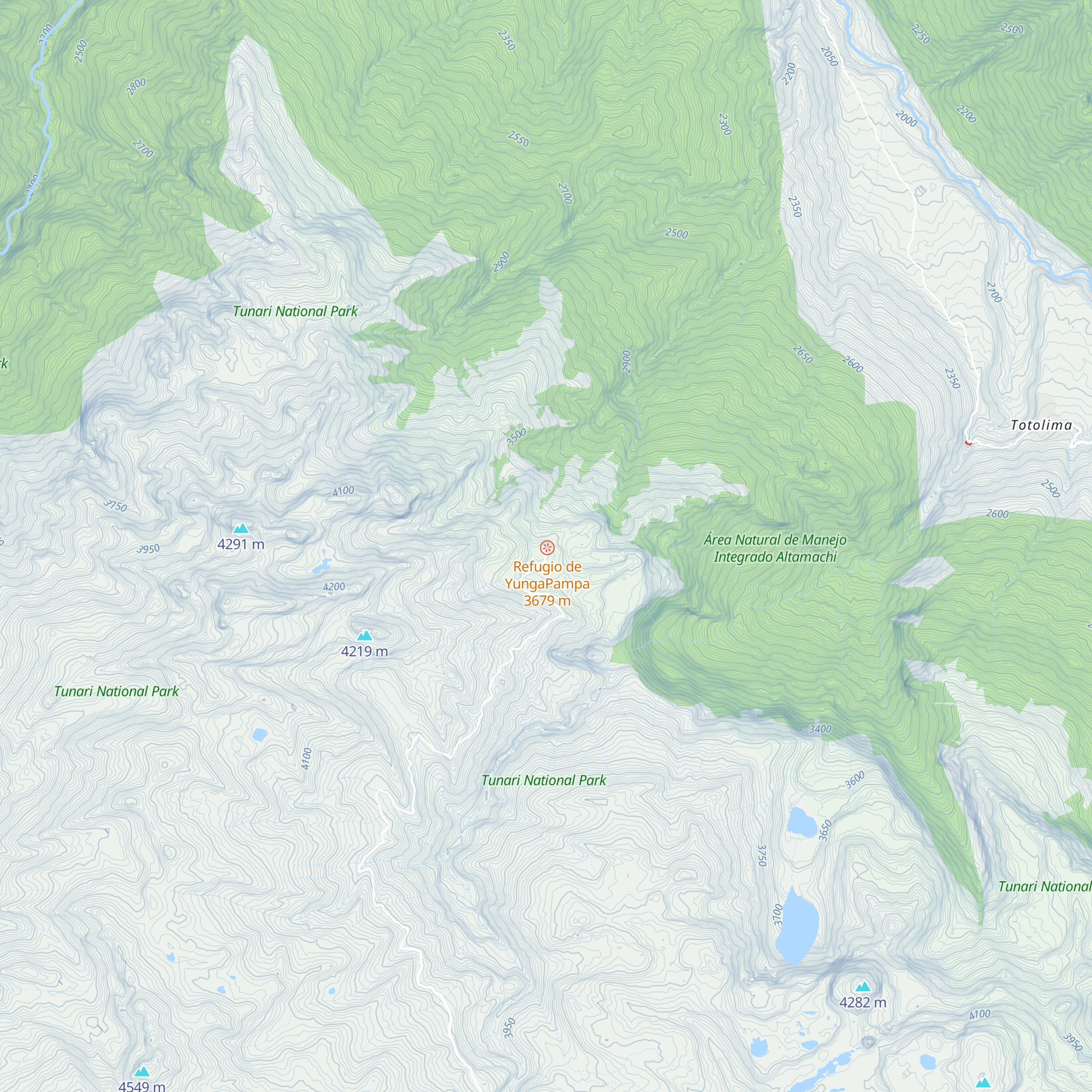 Refugio de Yunga Pampa map