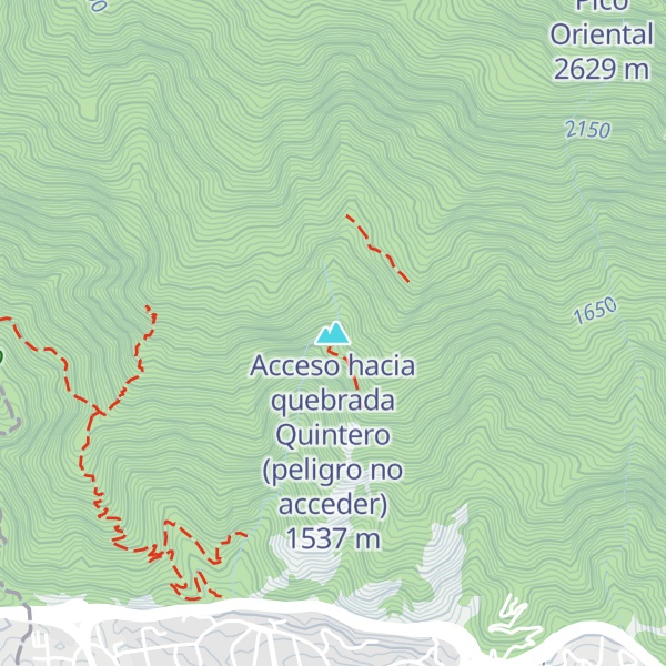 Map of Acceso hacia quebrada Quintero (peligro no acceder)
