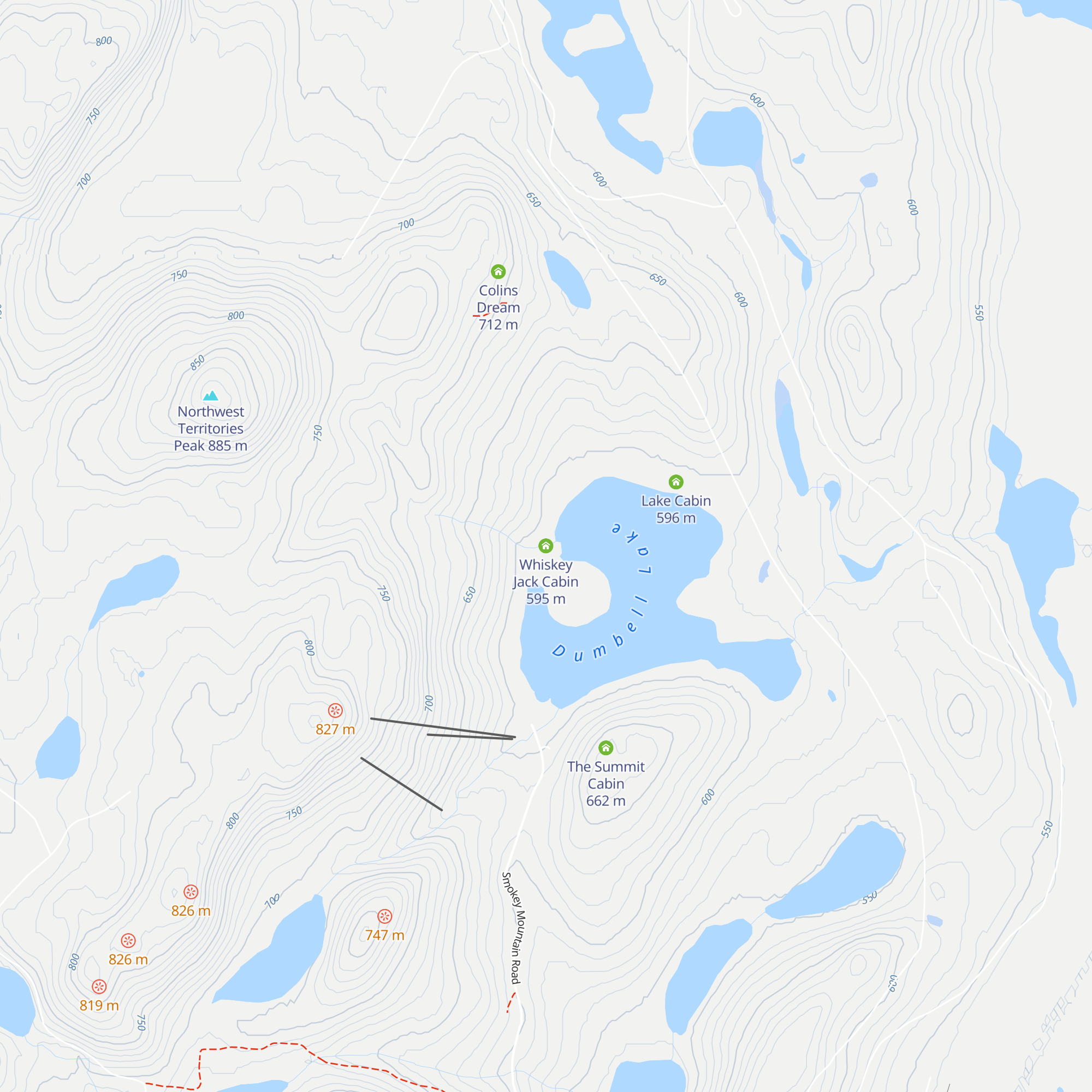 Whiskey Jack Cabin map