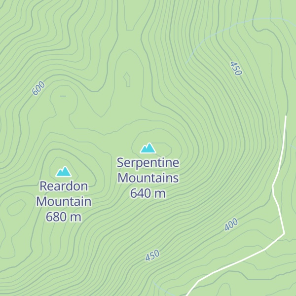 Map of Serpentine Mountains