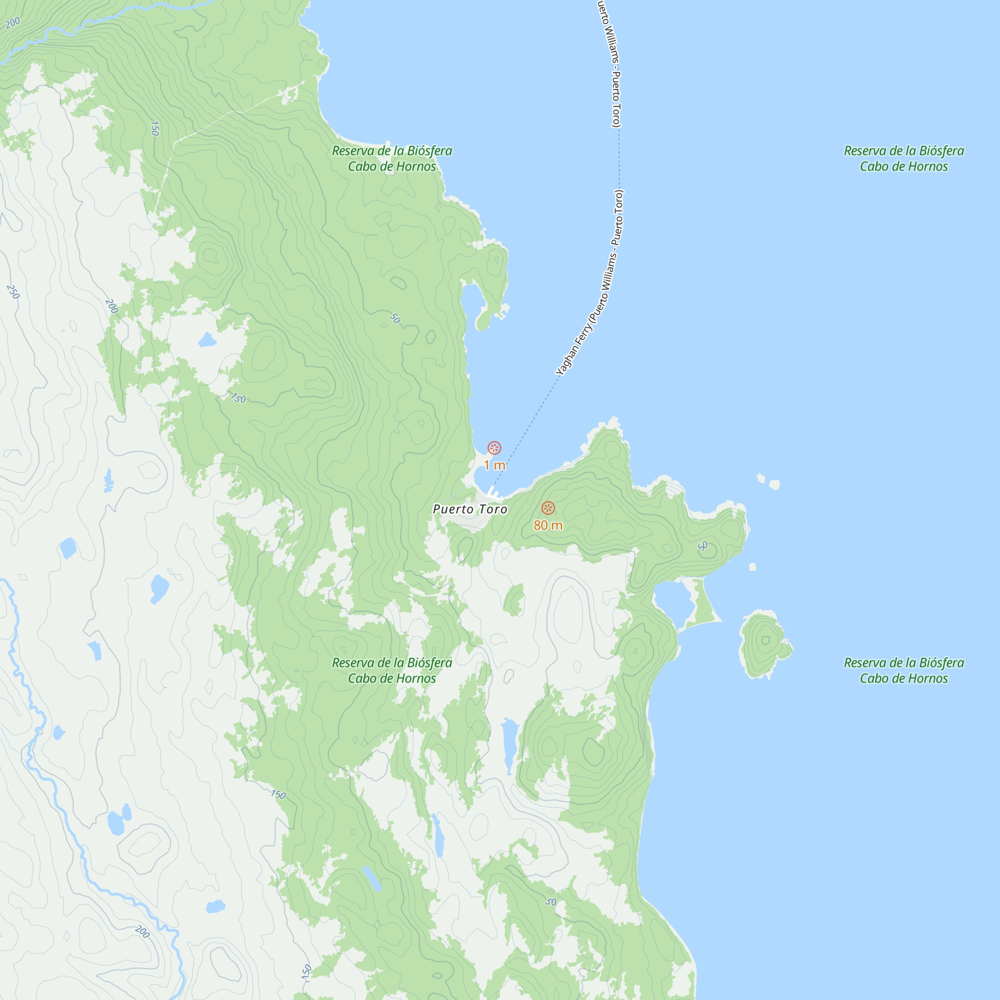 Refugio de Pasajeros Puerto Toro map