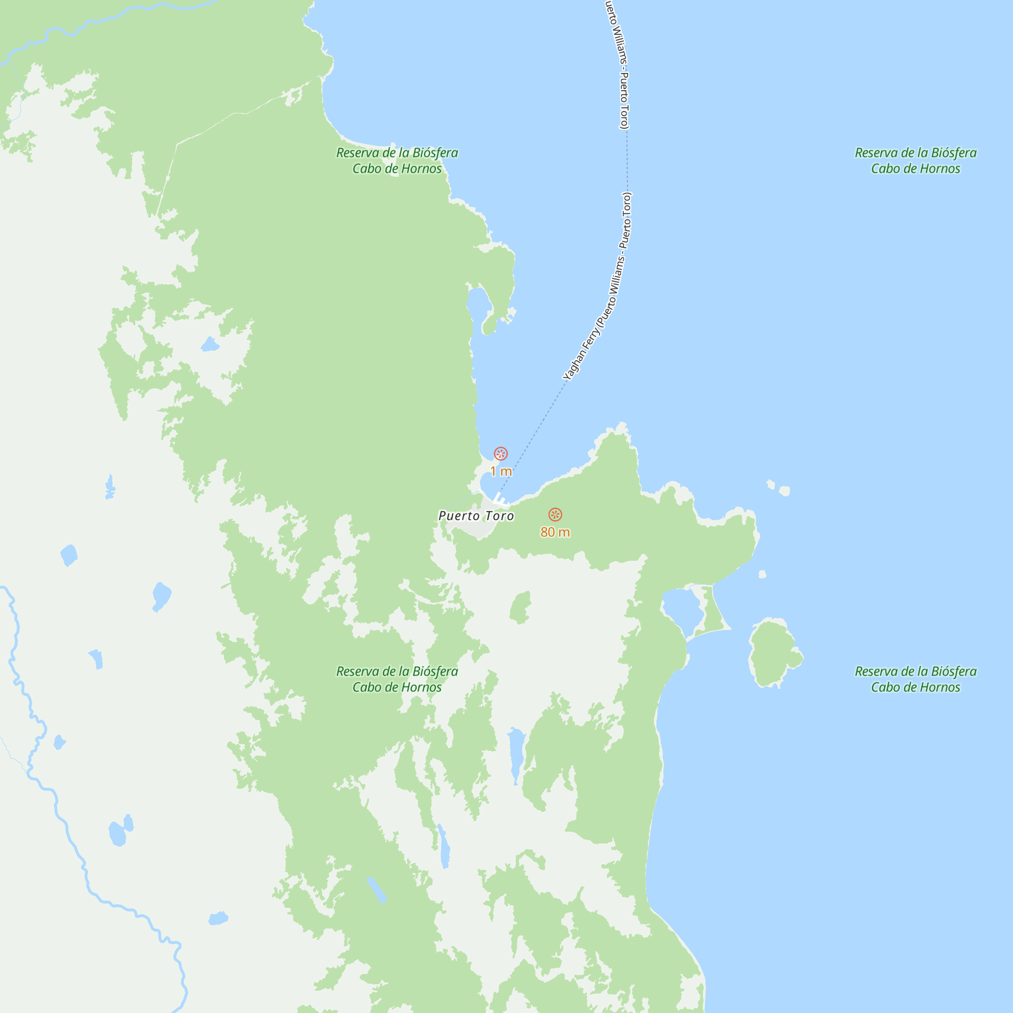 Refugio de Pasajeros Puerto Toro map