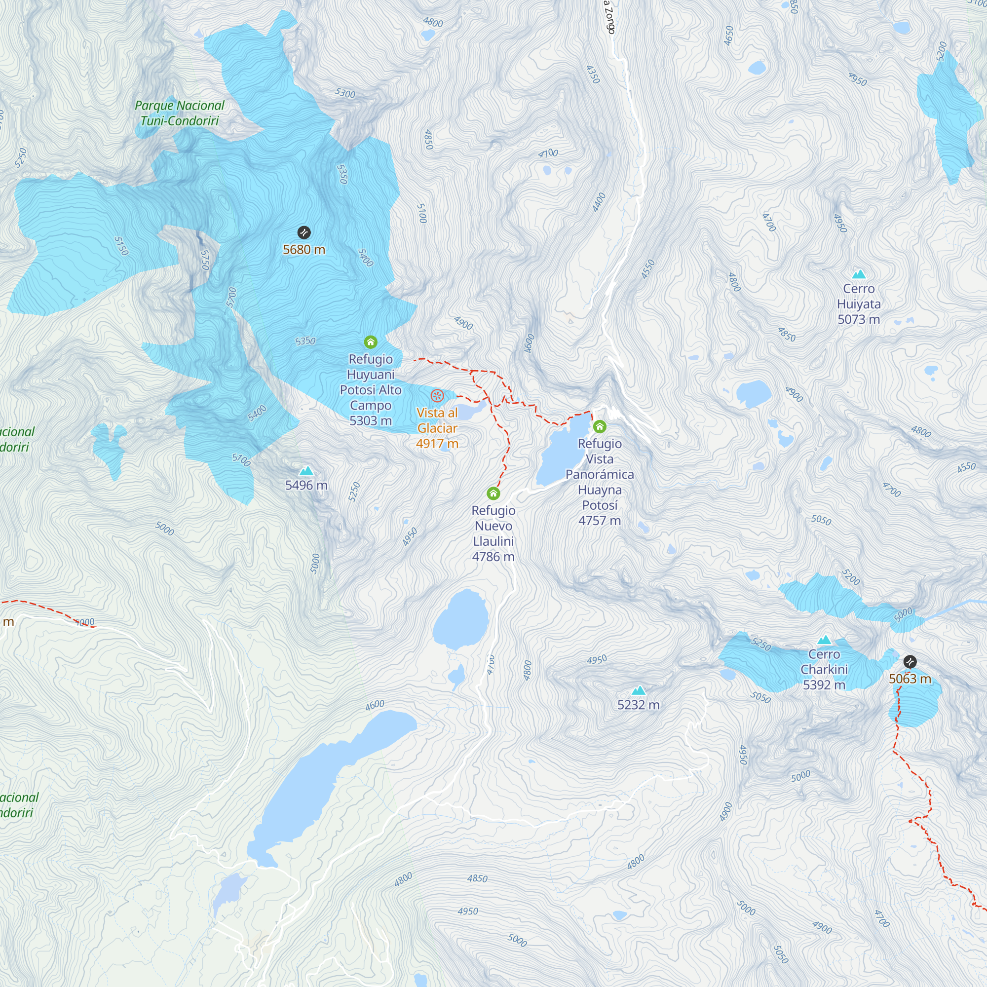 Refugio Nuevo Llaulini map