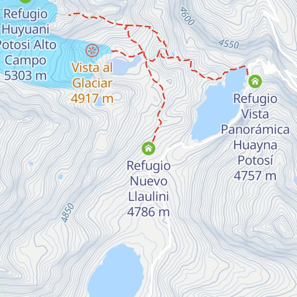 Map of Refugio Nuevo Llaulini