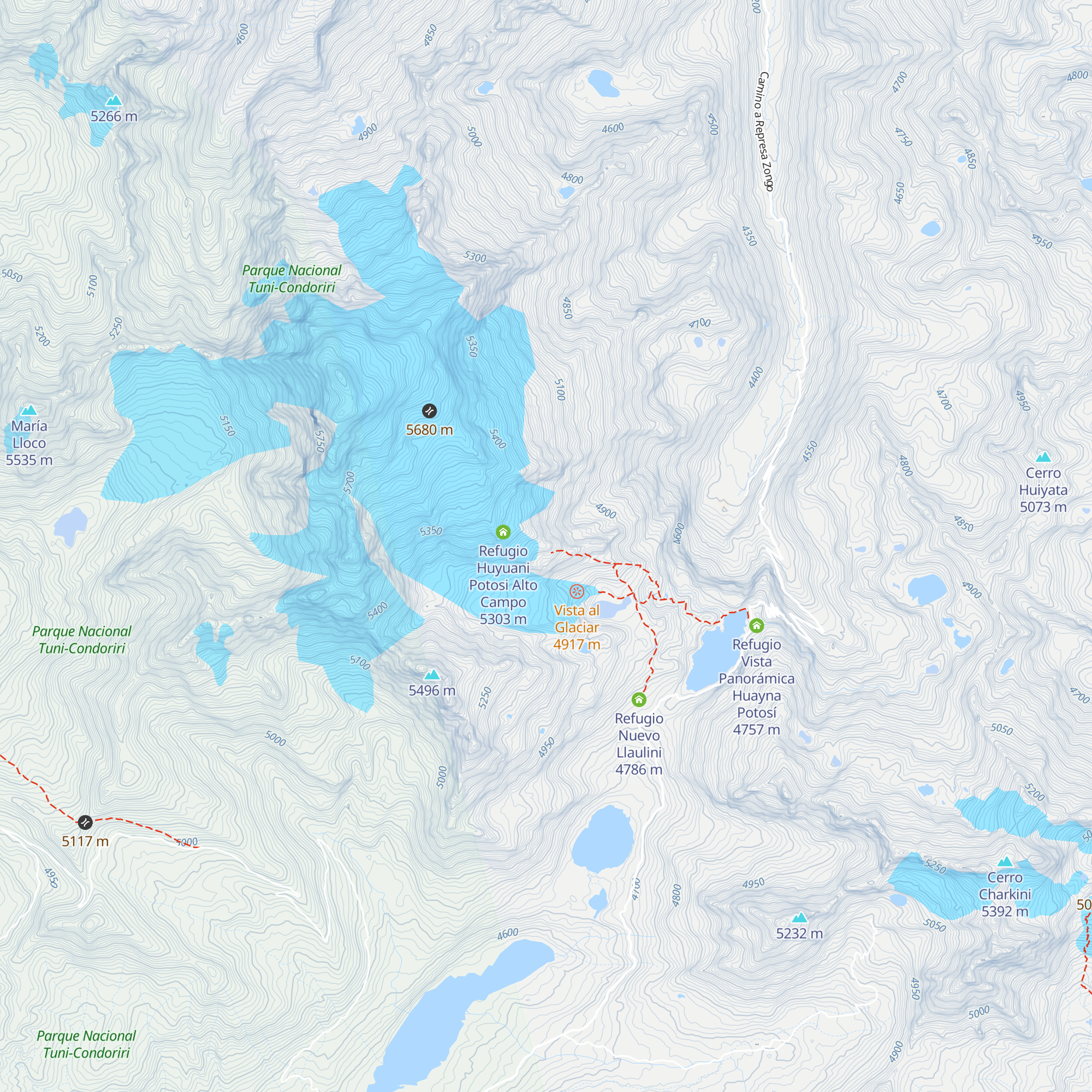 Refugio Campo Alto Roca map