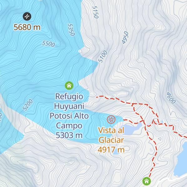 Map of Refugio Campo Alto Roca