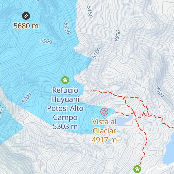 Map of Refugio Las Rockas  5200m