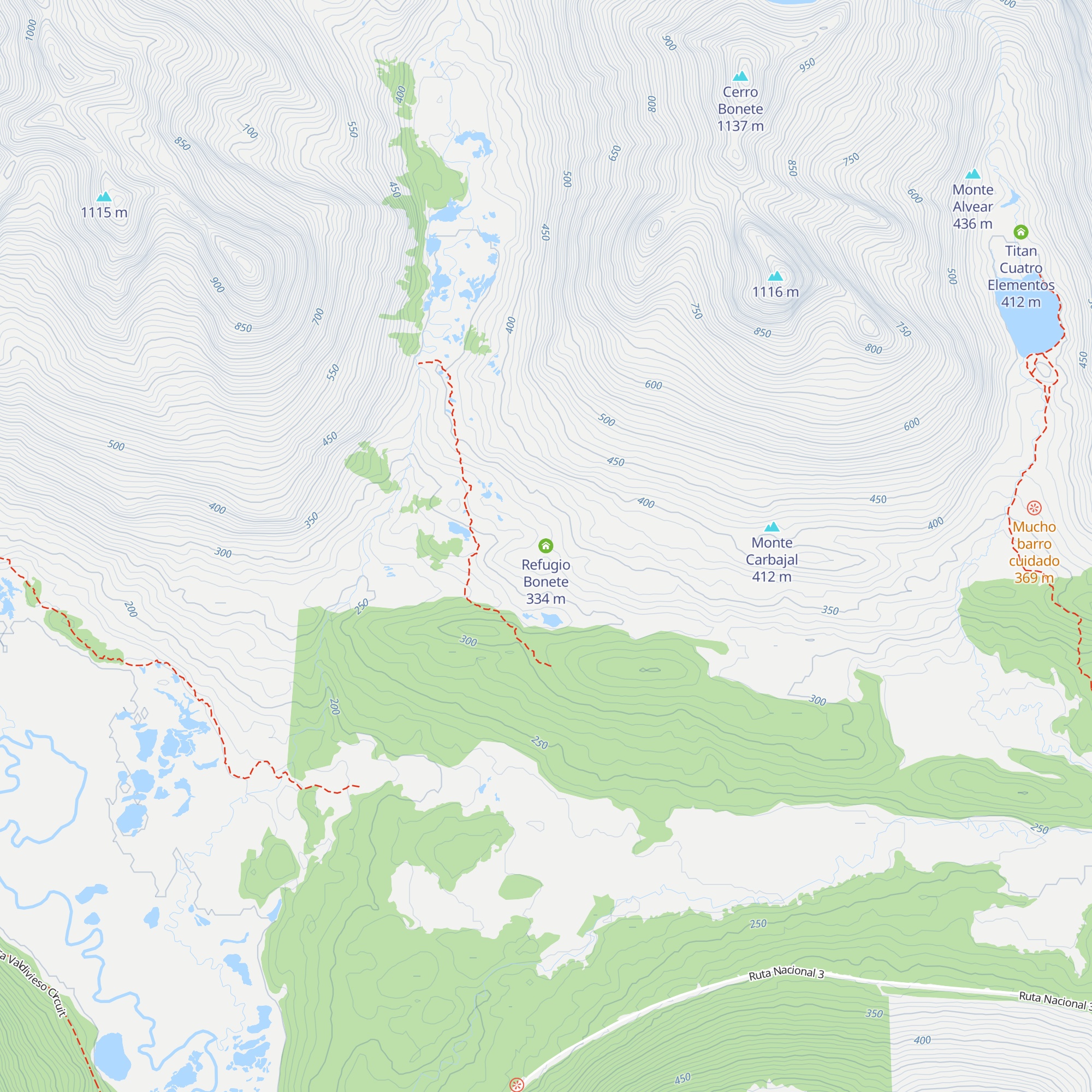 Refugio Bonete map
