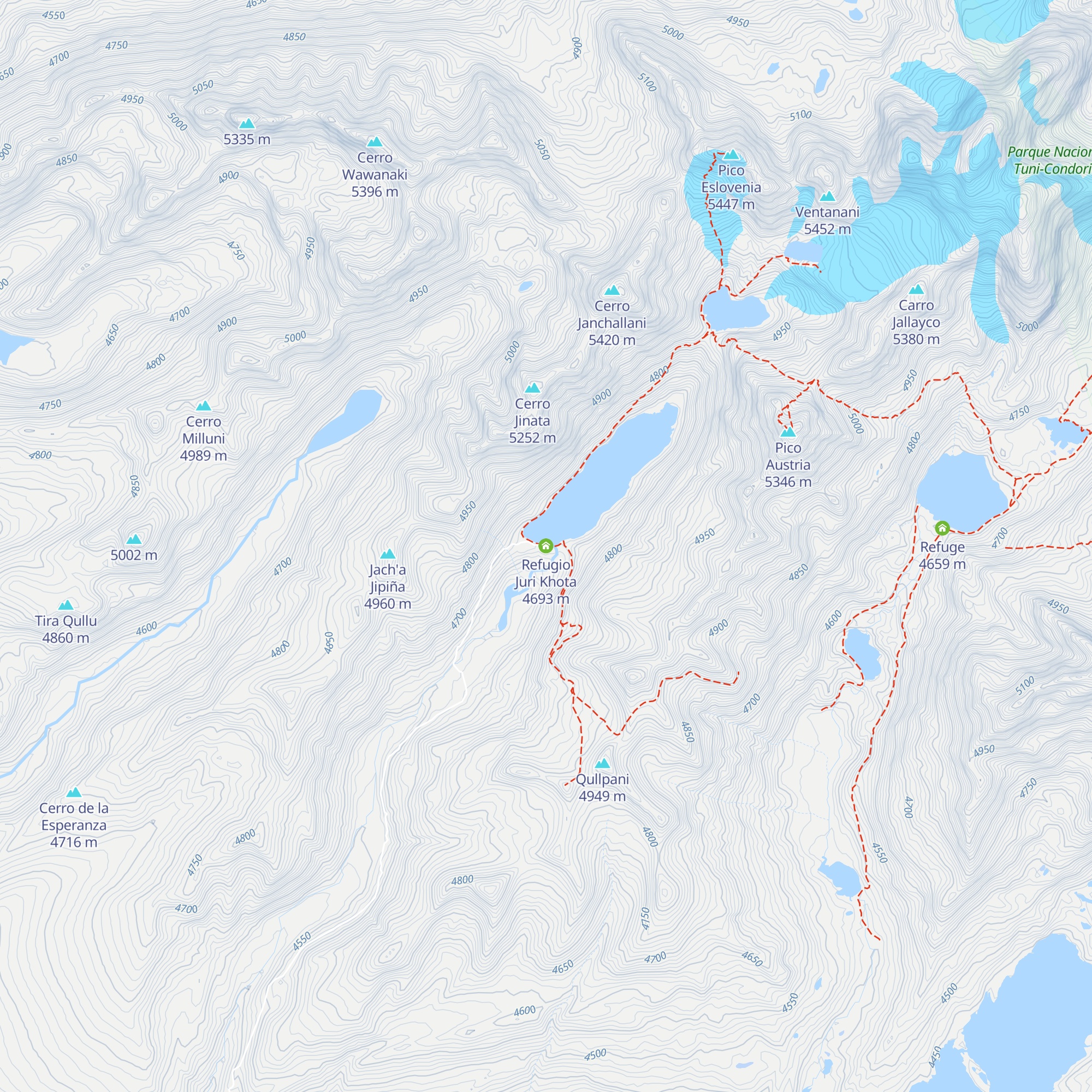 Refugio Juri Khota map