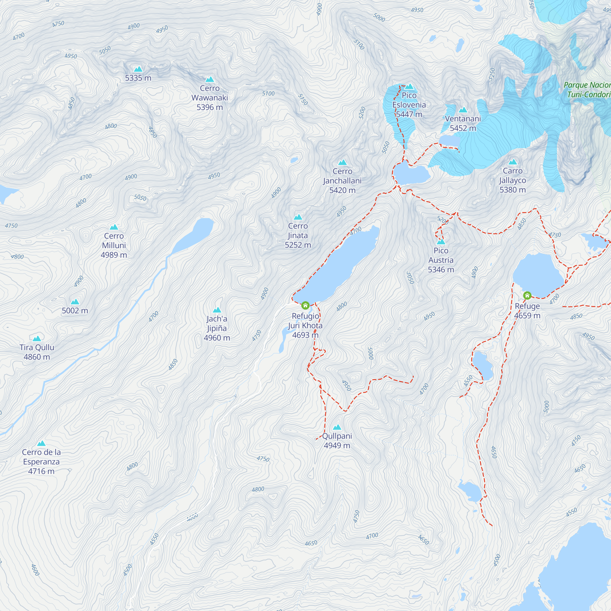 Refugio Juri Khota map