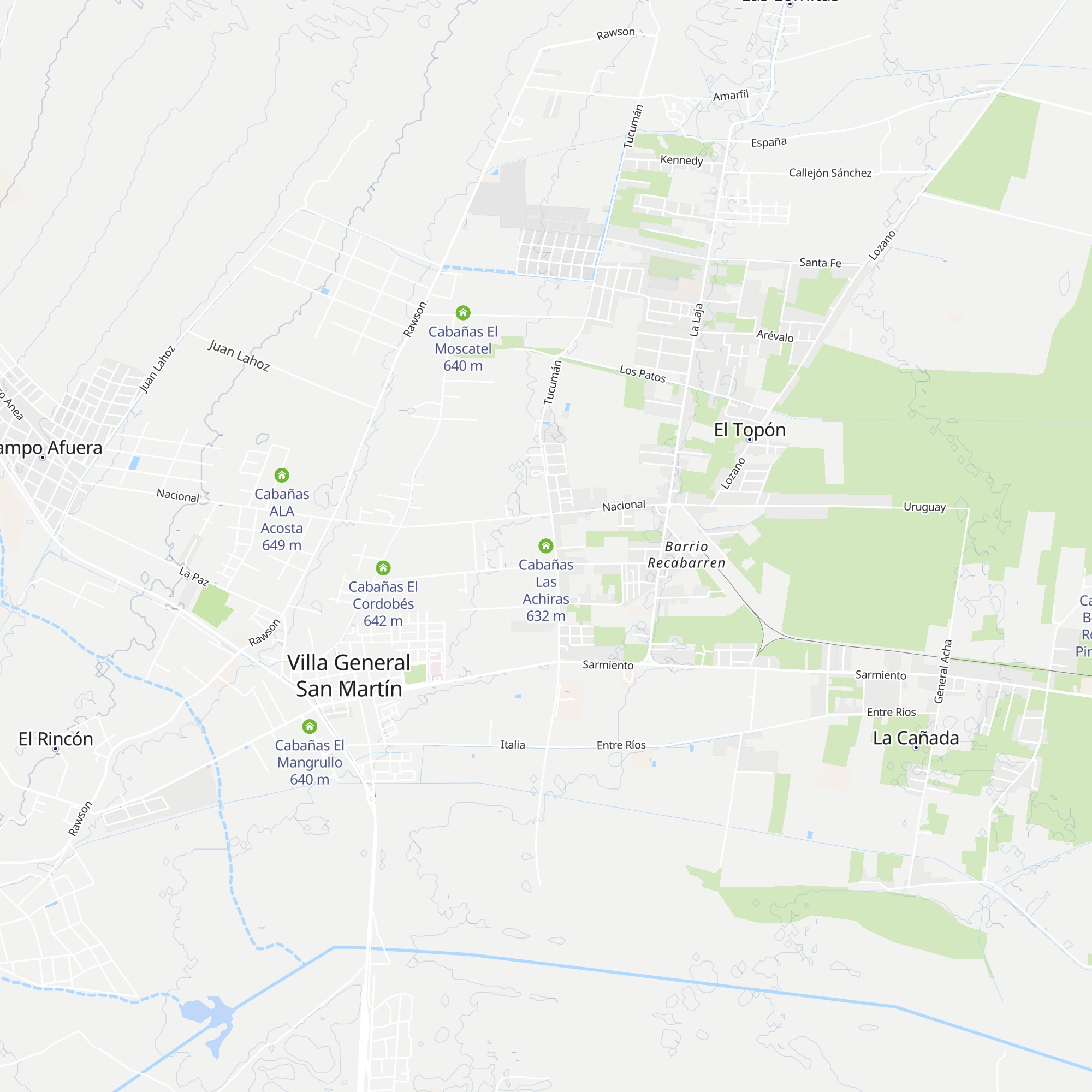 Cabañas Las Achiras map