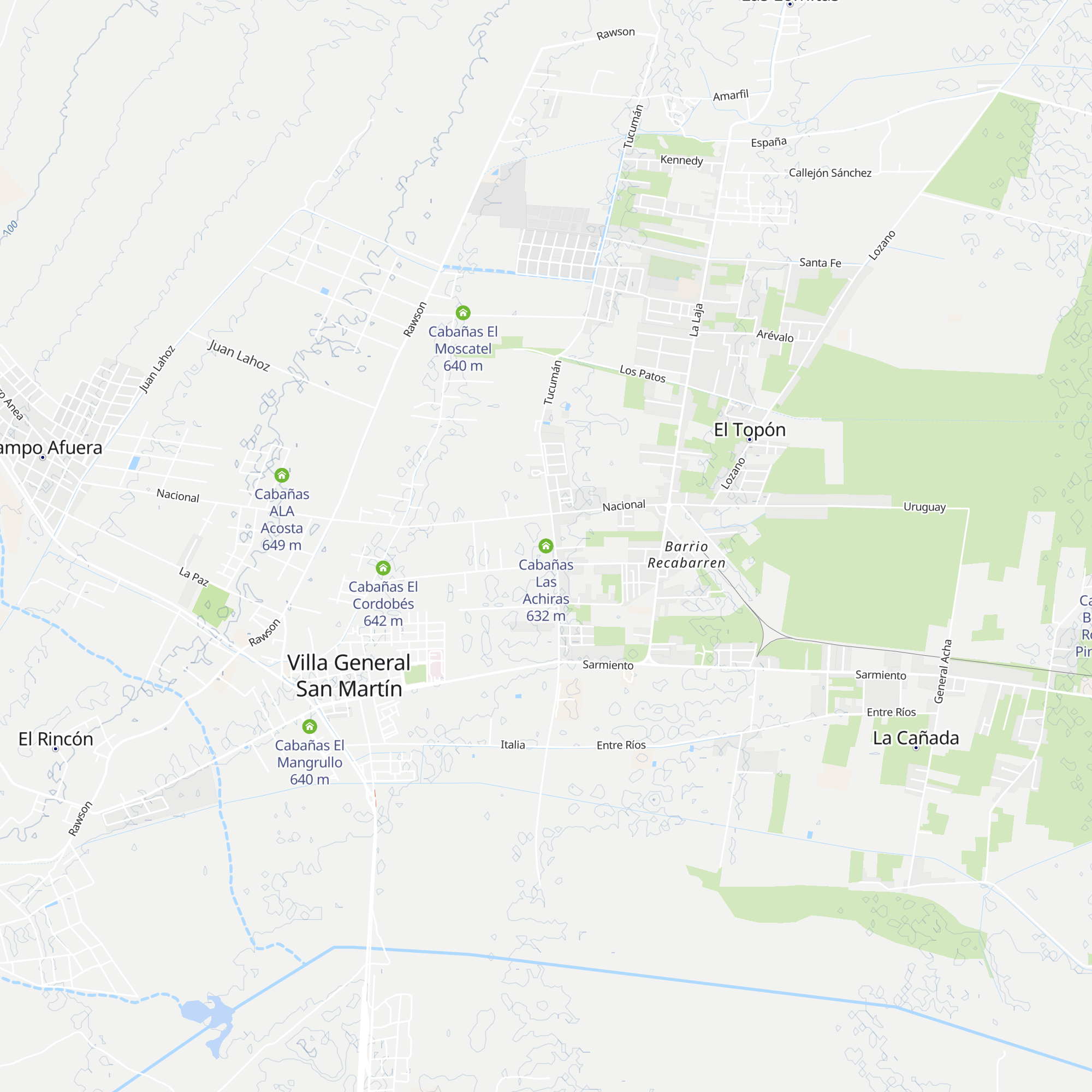 Cabañas Las Achiras map