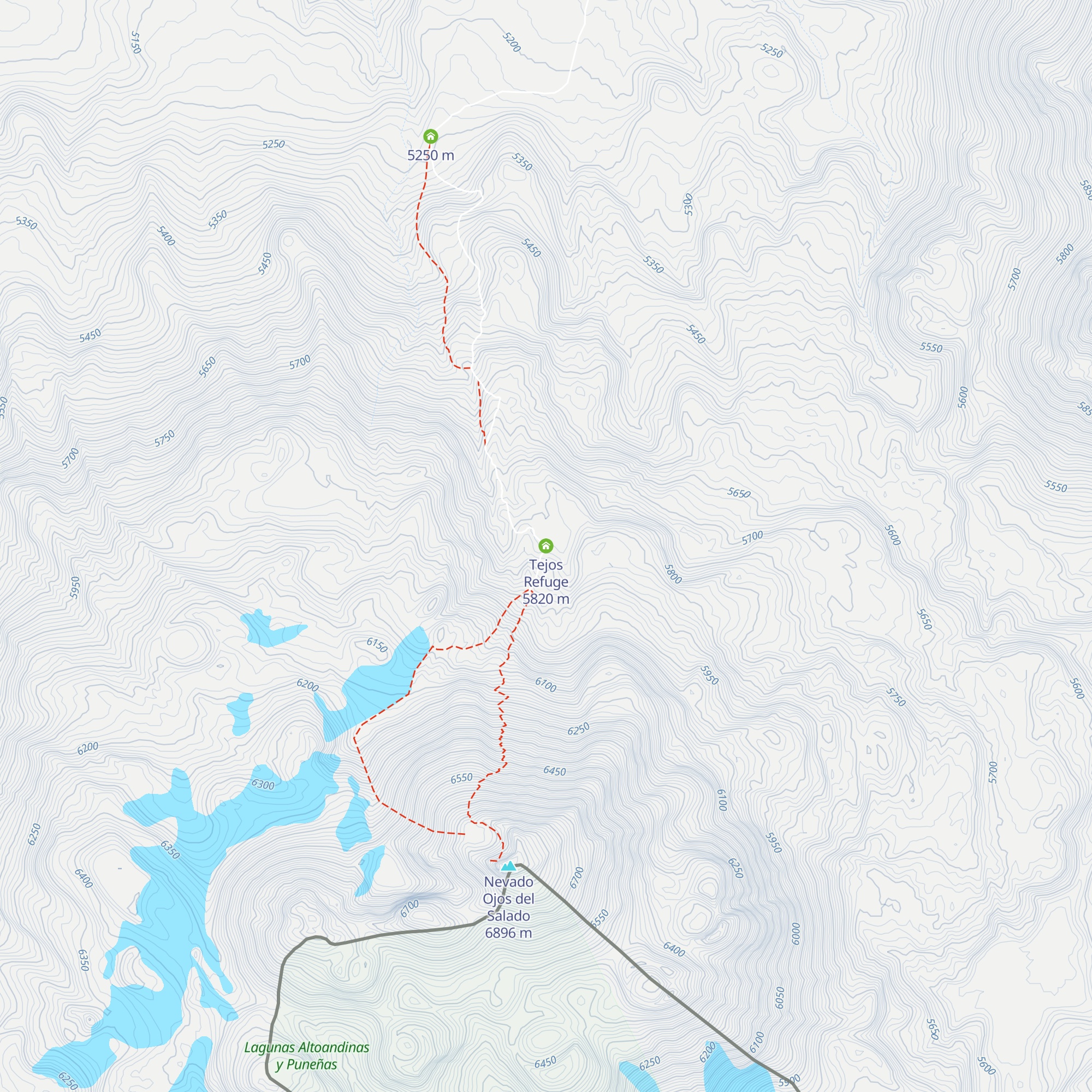 Tejos Refuge map