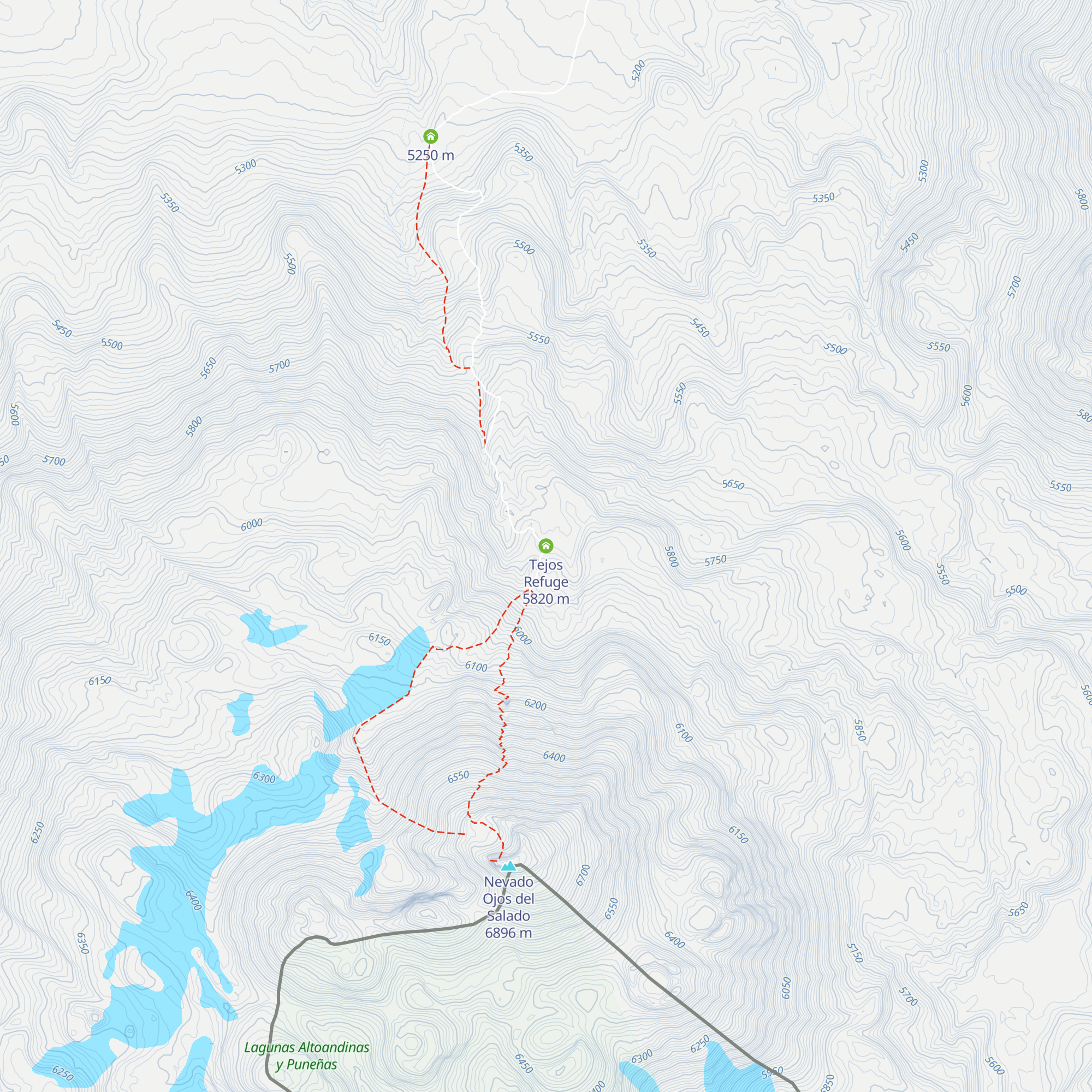 Tejos Refuge map