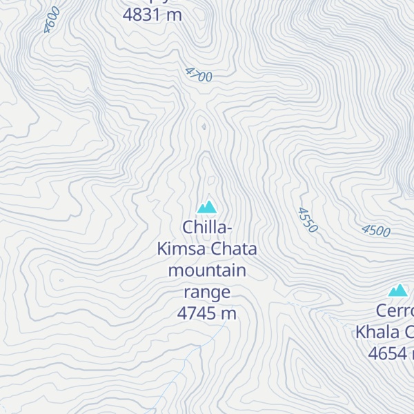 Map of Chilla-Kimsa Chata mountain range
