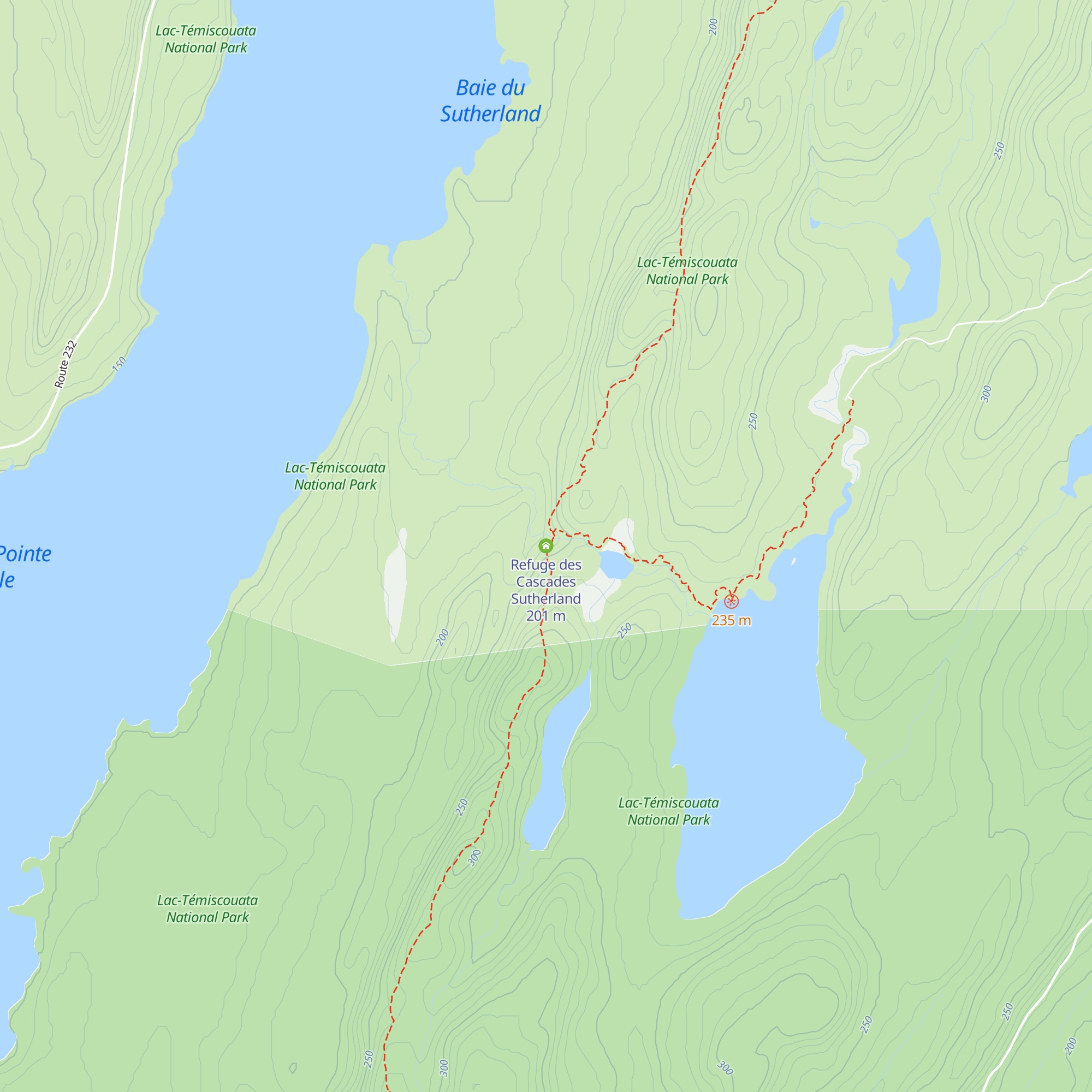 Refuge des Cascades Sutherland map