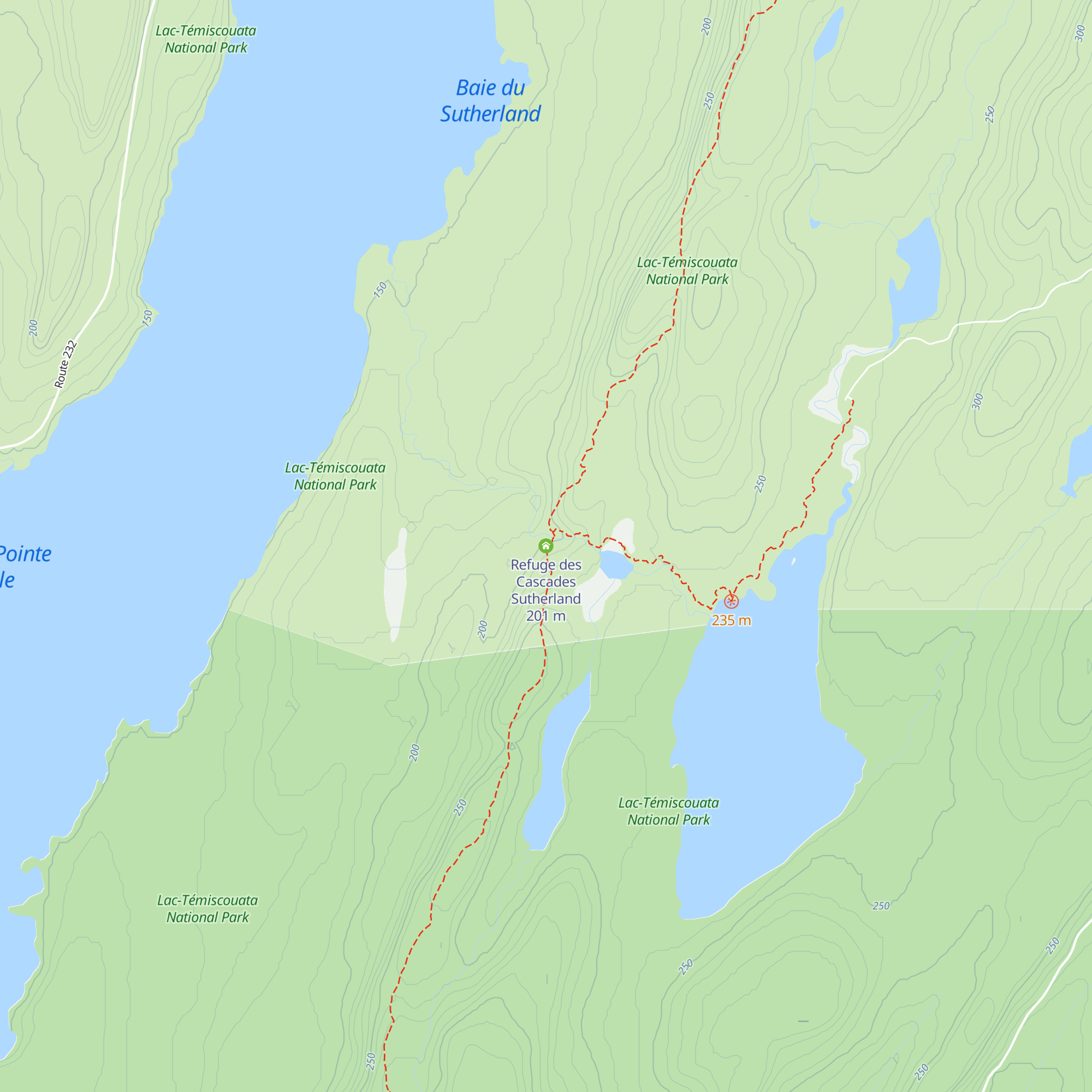 Refuge des Cascades Sutherland map