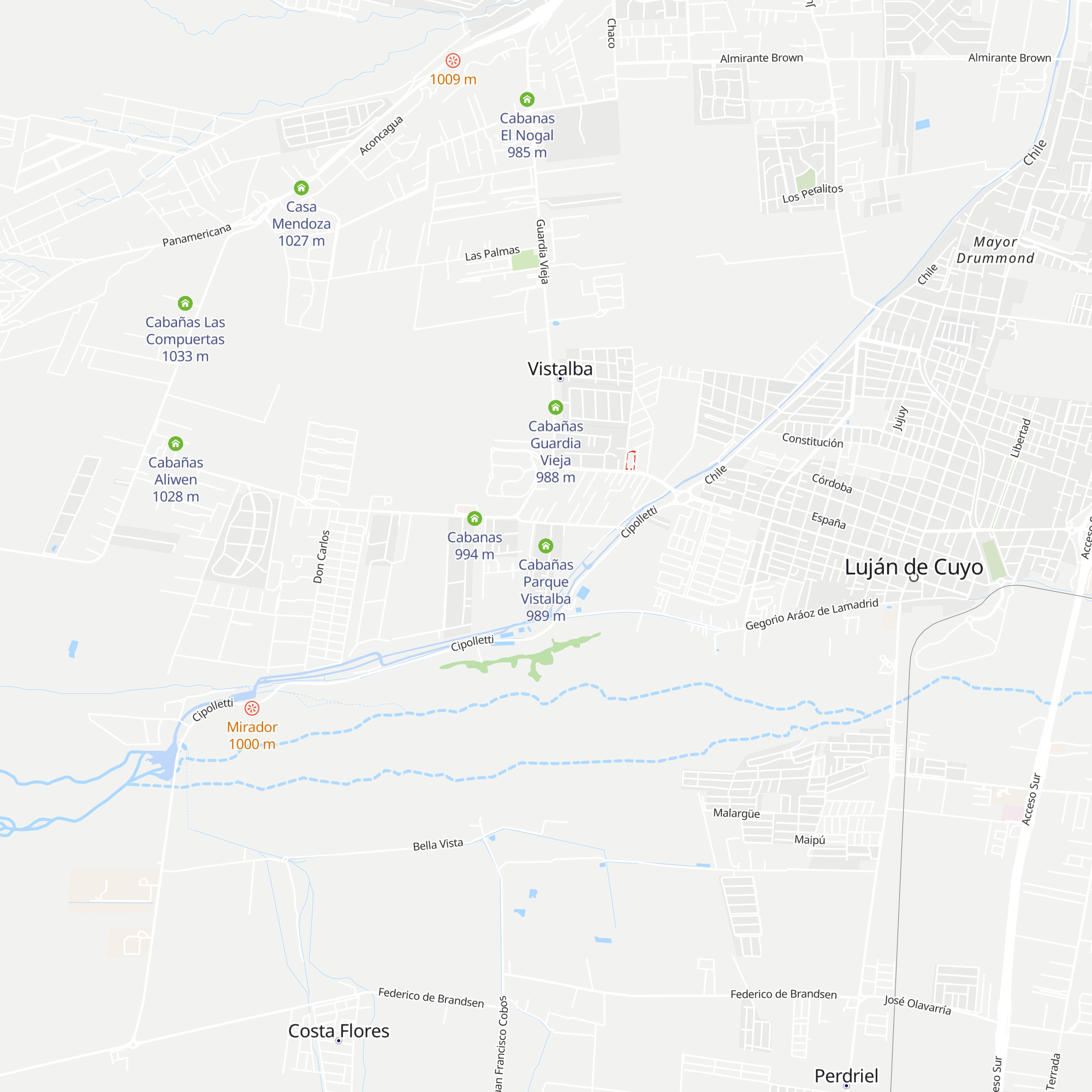 Cabañas Parque Vistalba map