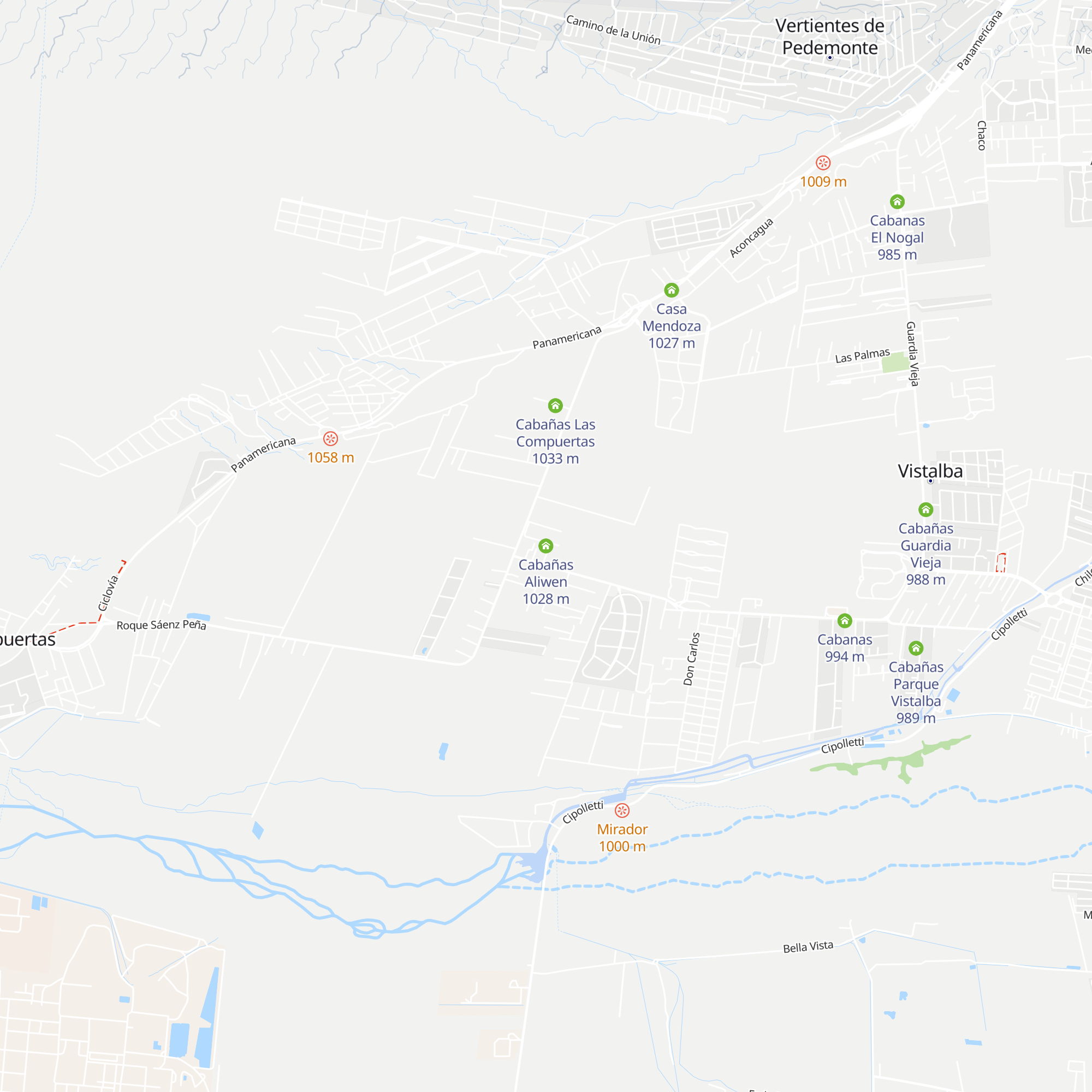 Cabañas Aliwen map