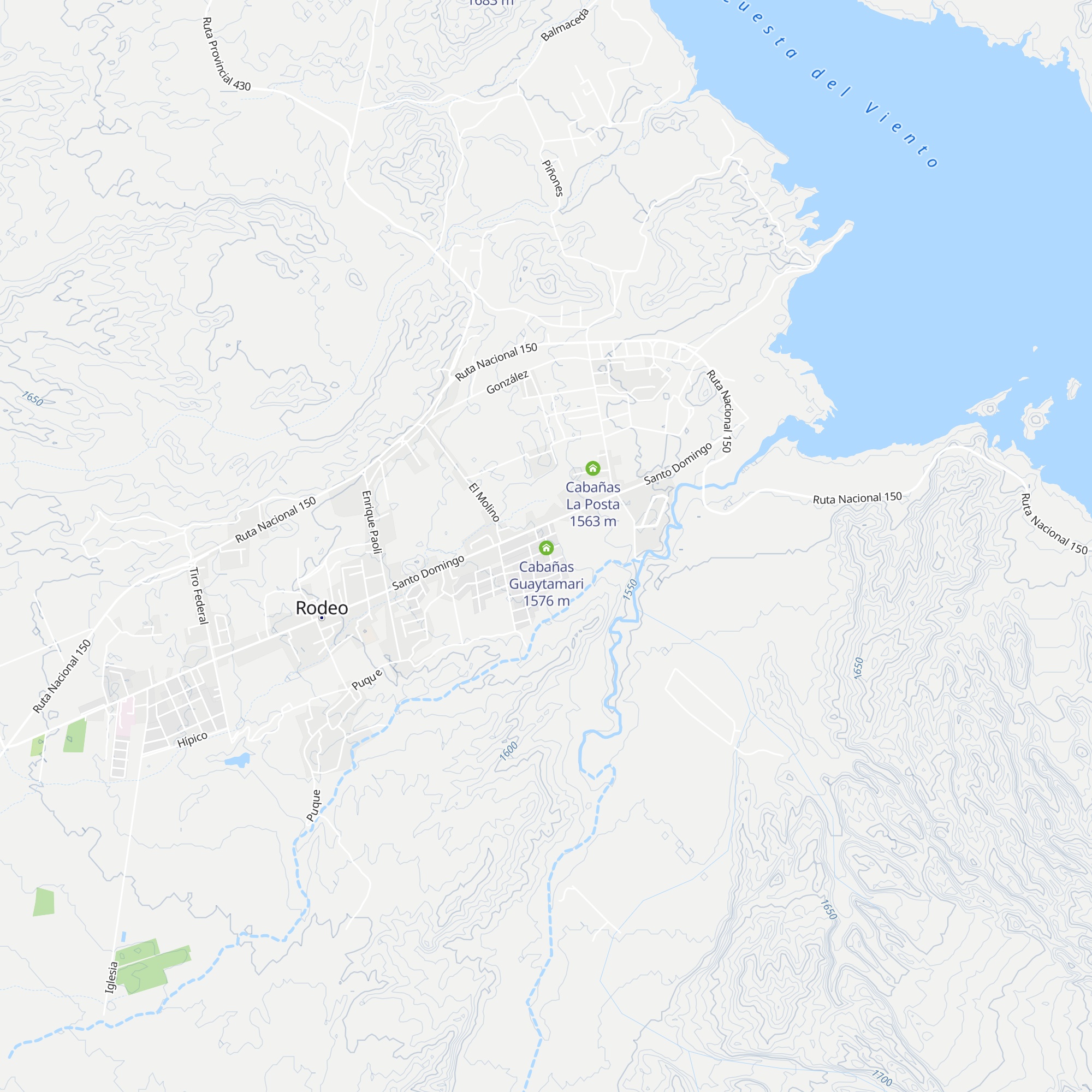 Cabañas Cuesta del Viento map
